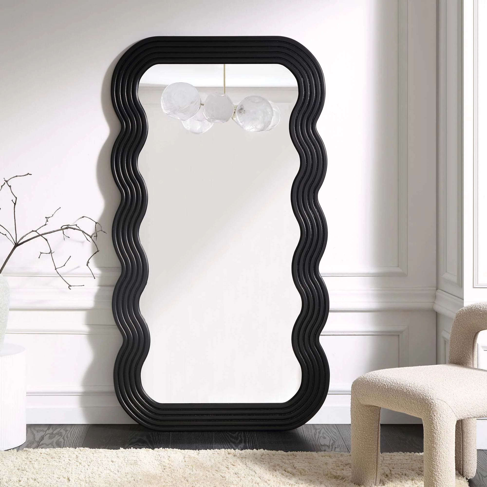 Venus Full Length Wave Mirror 180 x 100 cm, Black - Image 2