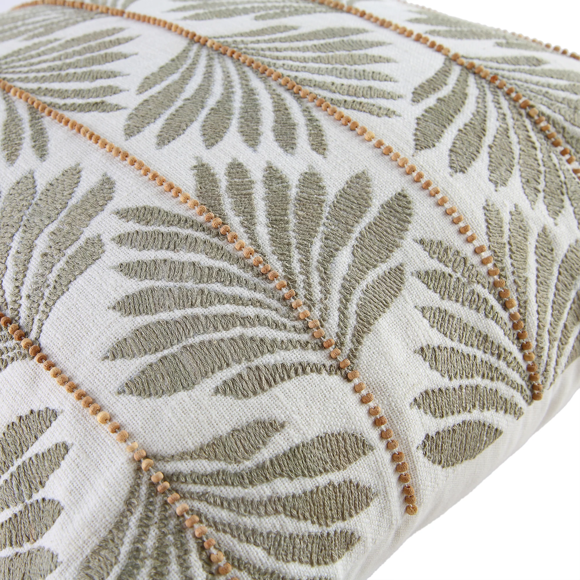 Vine Collection Japonica Hand Embroidered Beaded Cushion - Image 6