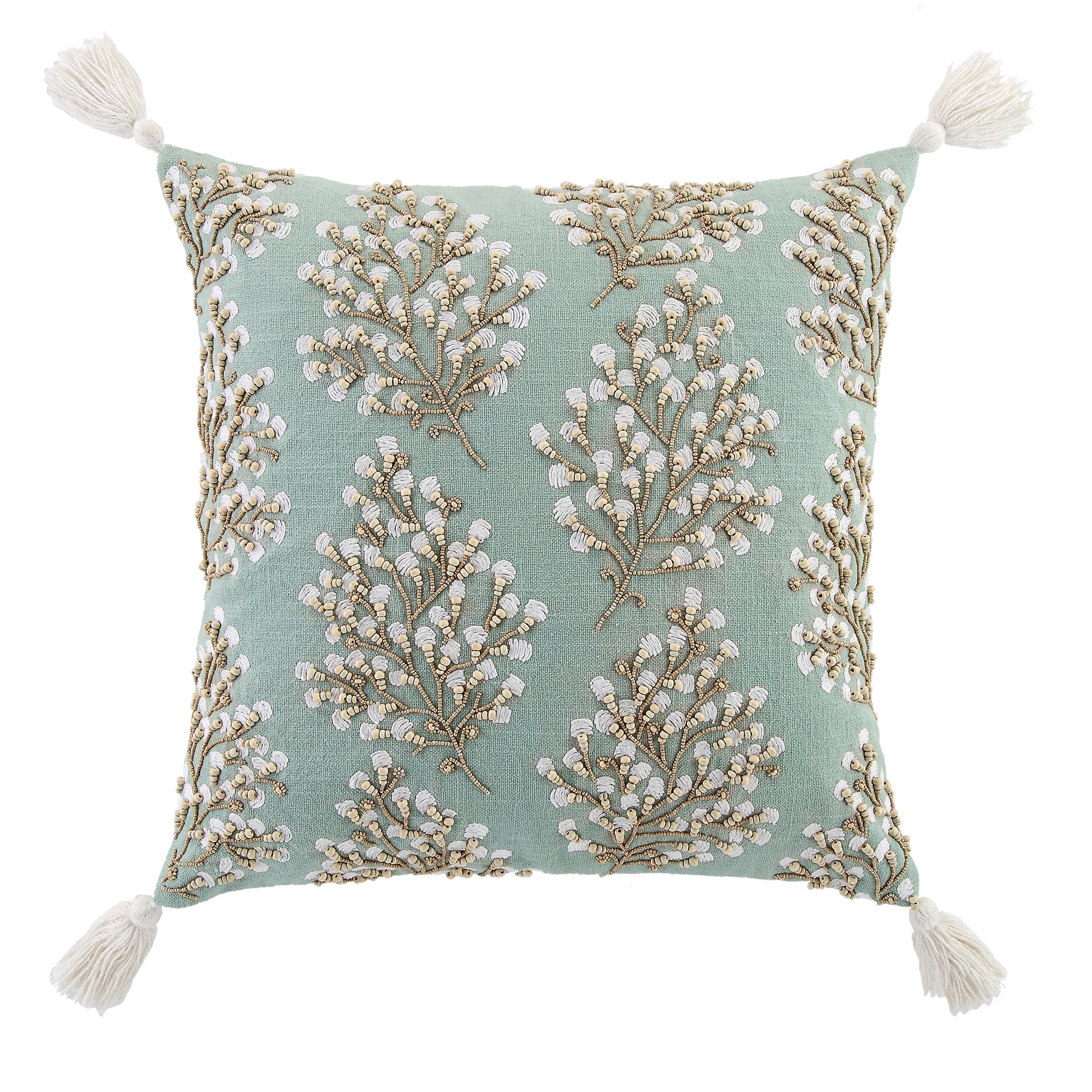Vine Collection Primula Hand Embroidered Beaded Cushion - Image 3