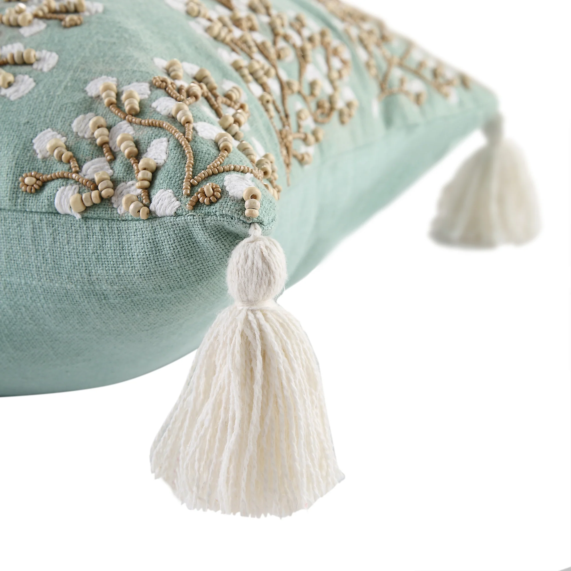 Vine Collection Primula Hand Embroidered Beaded Cushion - Image 5