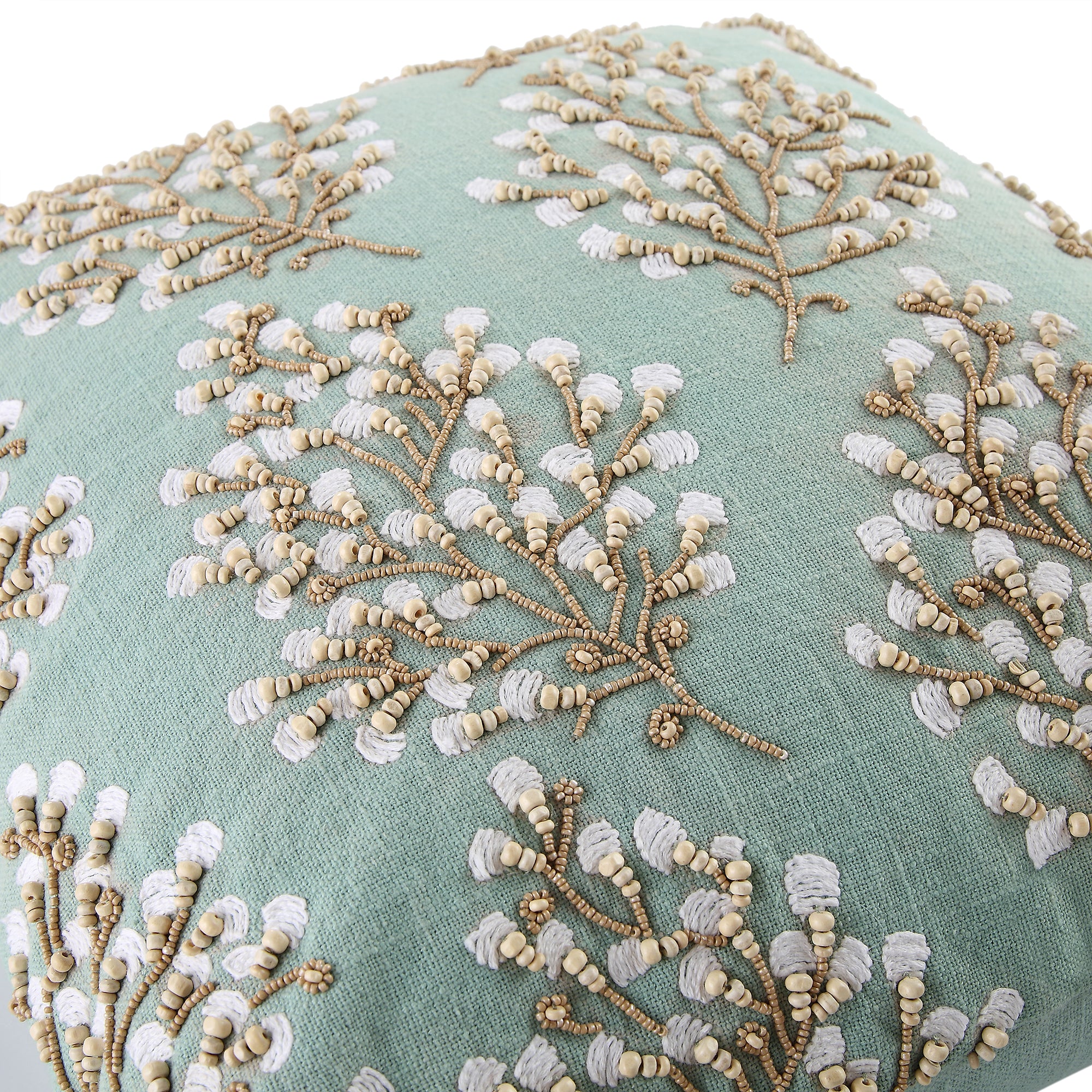 Vine Collection Primula Hand Embroidered Beaded Cushion - Image 6
