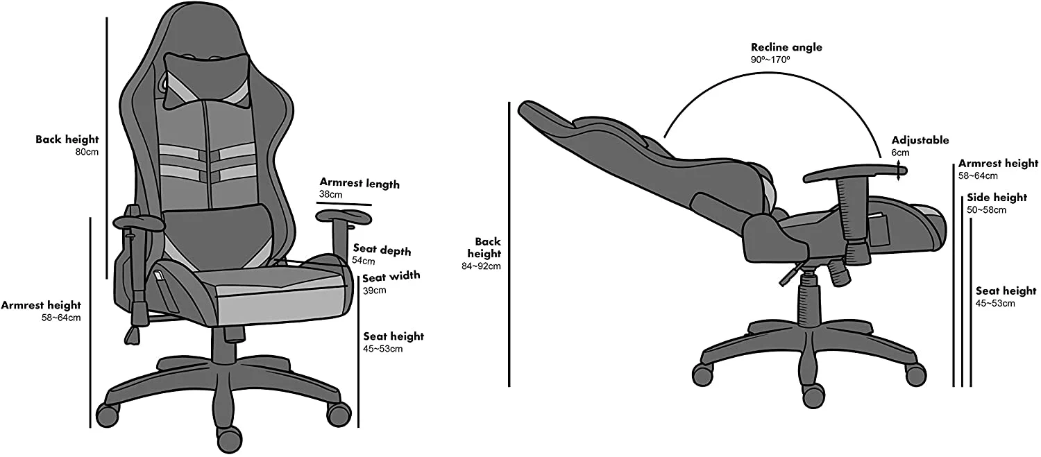 VIRIBUS X1 Office Gaming Chair with 12-Colour LED Light, Black - Image 3