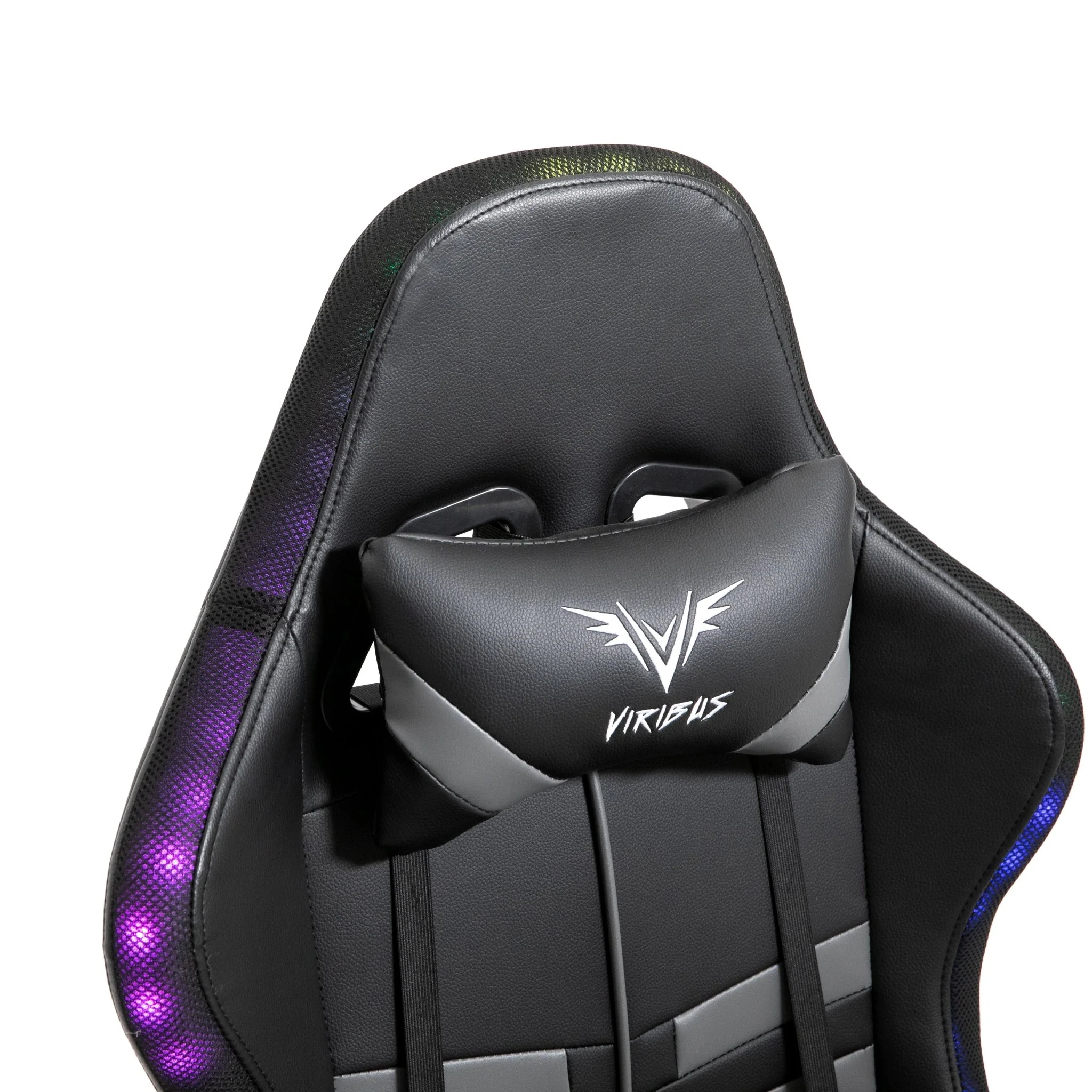 VIRIBUS X1 Office Gaming Chair with 12-Colour LED Lights, Black and Grey - Image 10