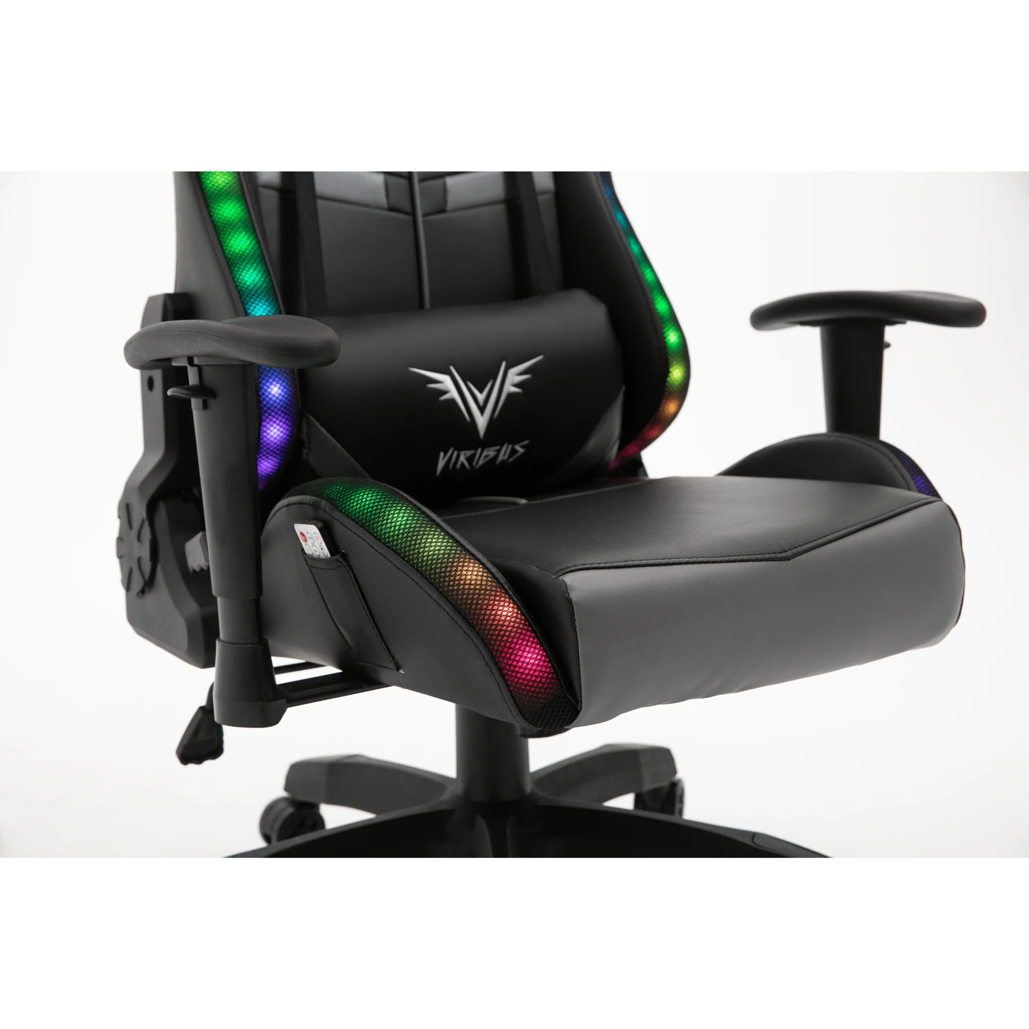 VIRIBUS X1 Office Gaming Chair with 12-Colour LED Lights, Black and Grey - Image 11