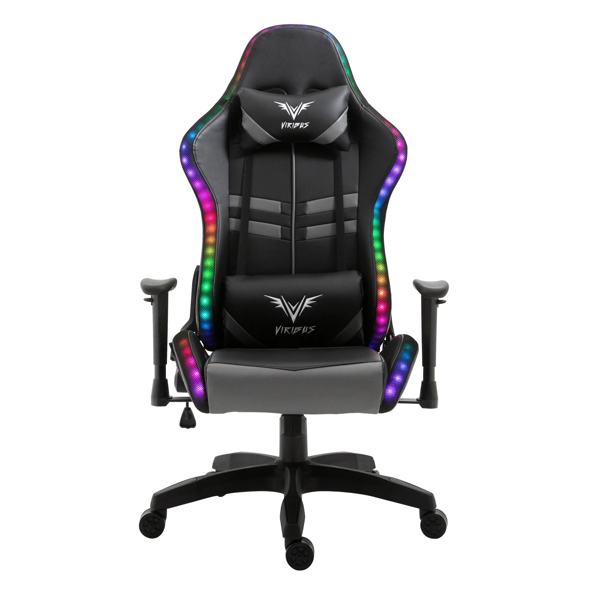 VIRIBUS X1 Office Gaming Chair with 12-Colour LED Lights, Black and Grey - Image 2
