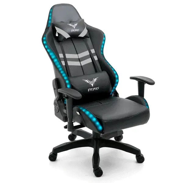 VIRIBUS X1 Office Gaming Chair with 12-Colour LED Lights, Black and Grey - Image 4