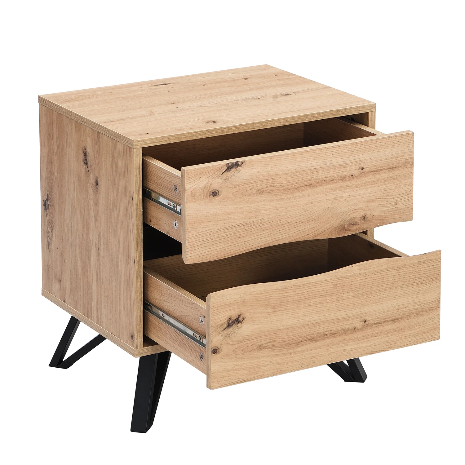 Weston Oak Effect 2 Drawer Bedside Table - Image 9