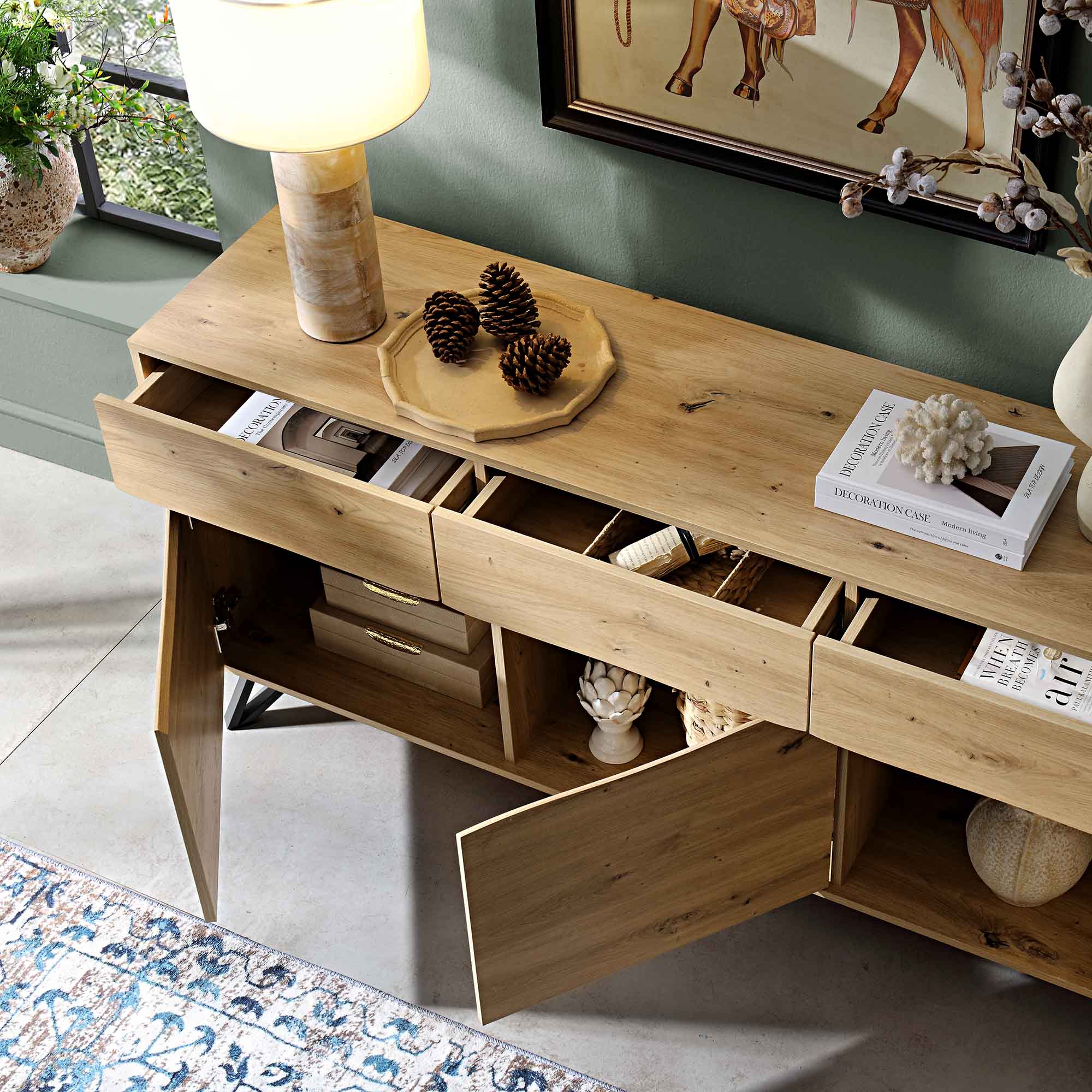 Weston Oak Effect 3 Door 3 Drawer Large Sideboard - Image 3