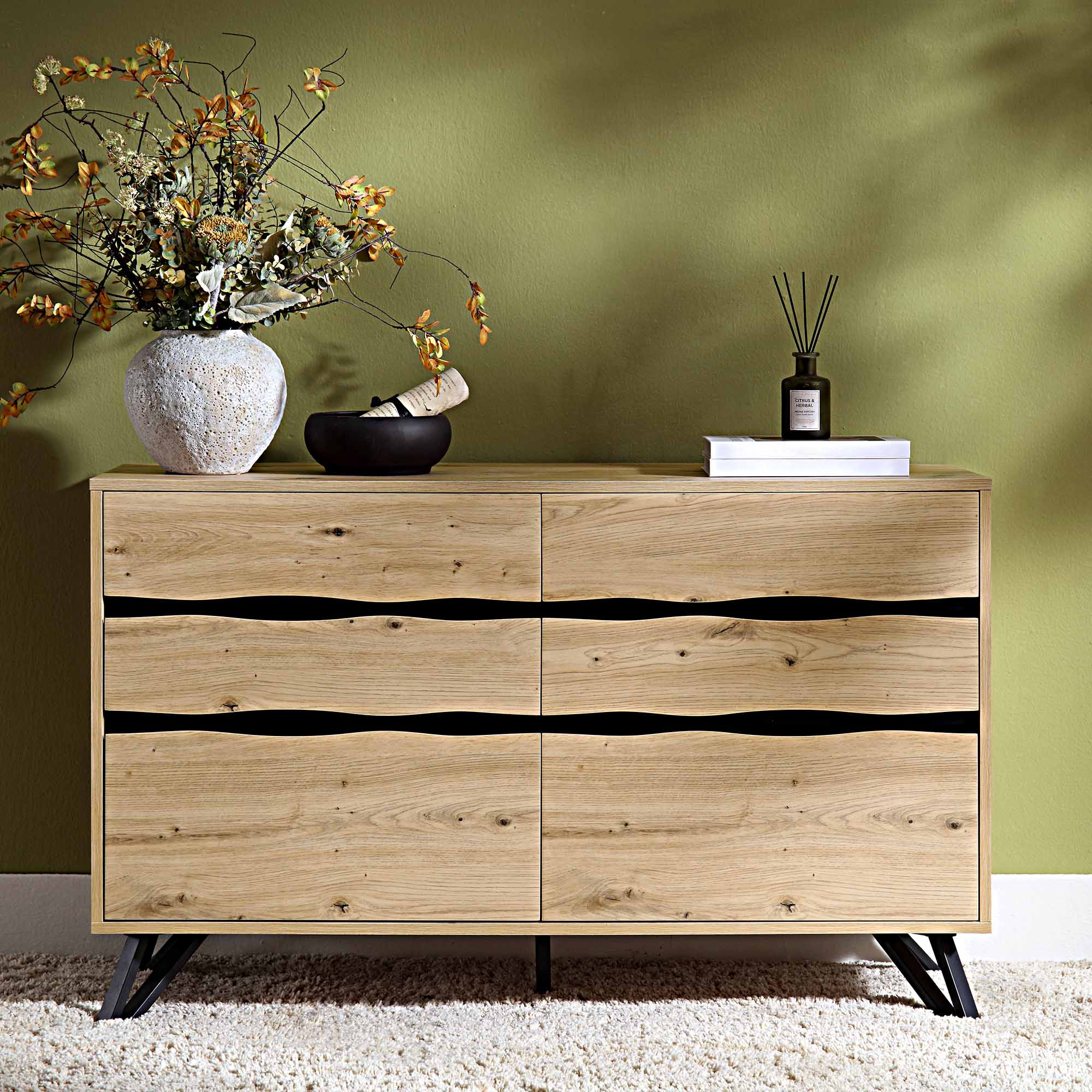 Weston Oak Effect 6 Drawer Chest of Drawers - Image 2