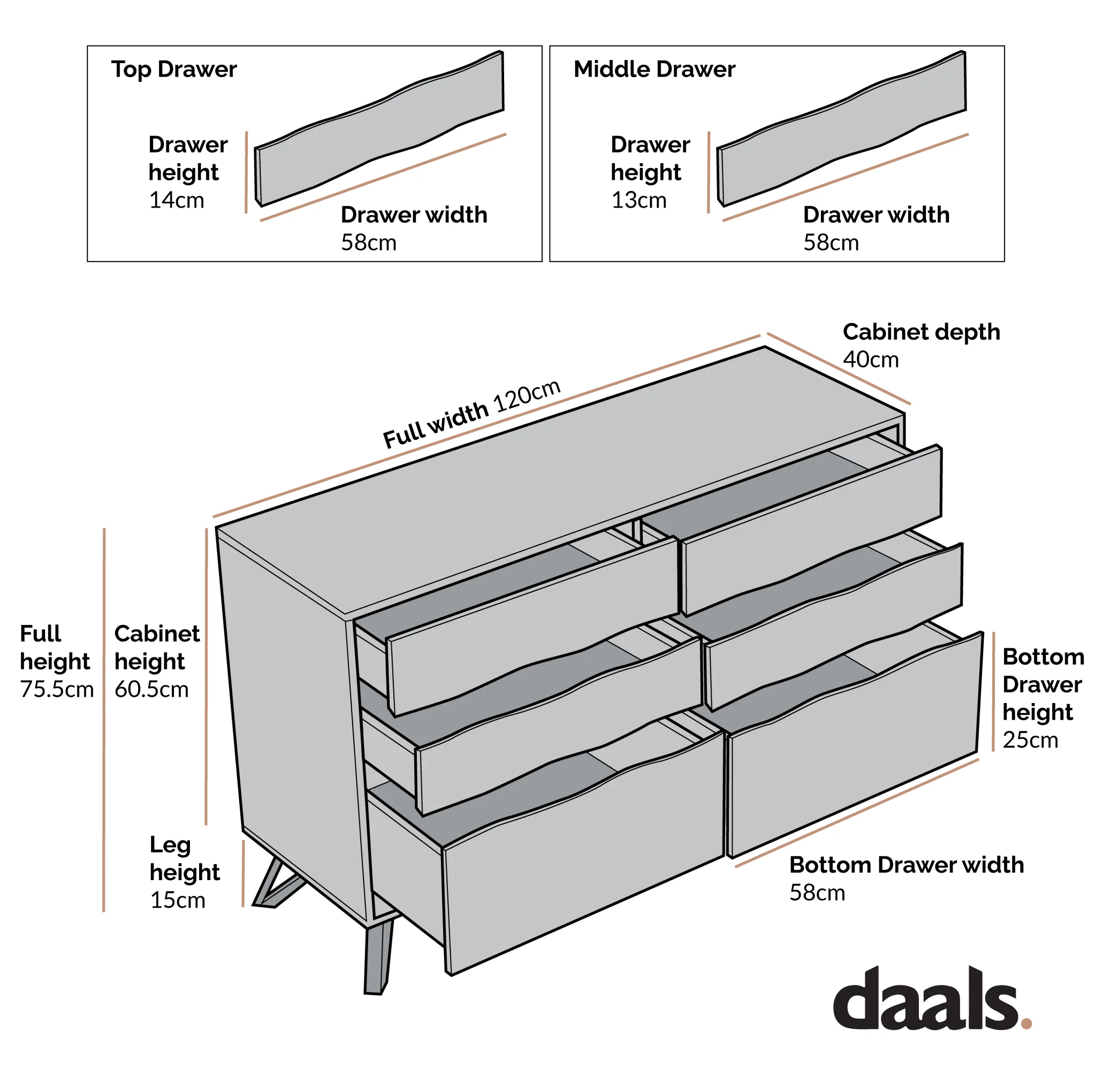 Weston Oak Effect 6 Drawer Chest of Drawers - Image 8