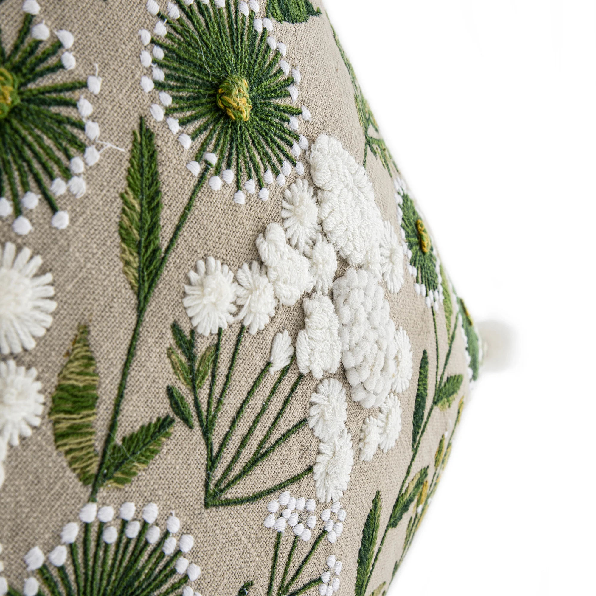 Country Collection Wildflower Linen Pom Pom Cushion - Image 4