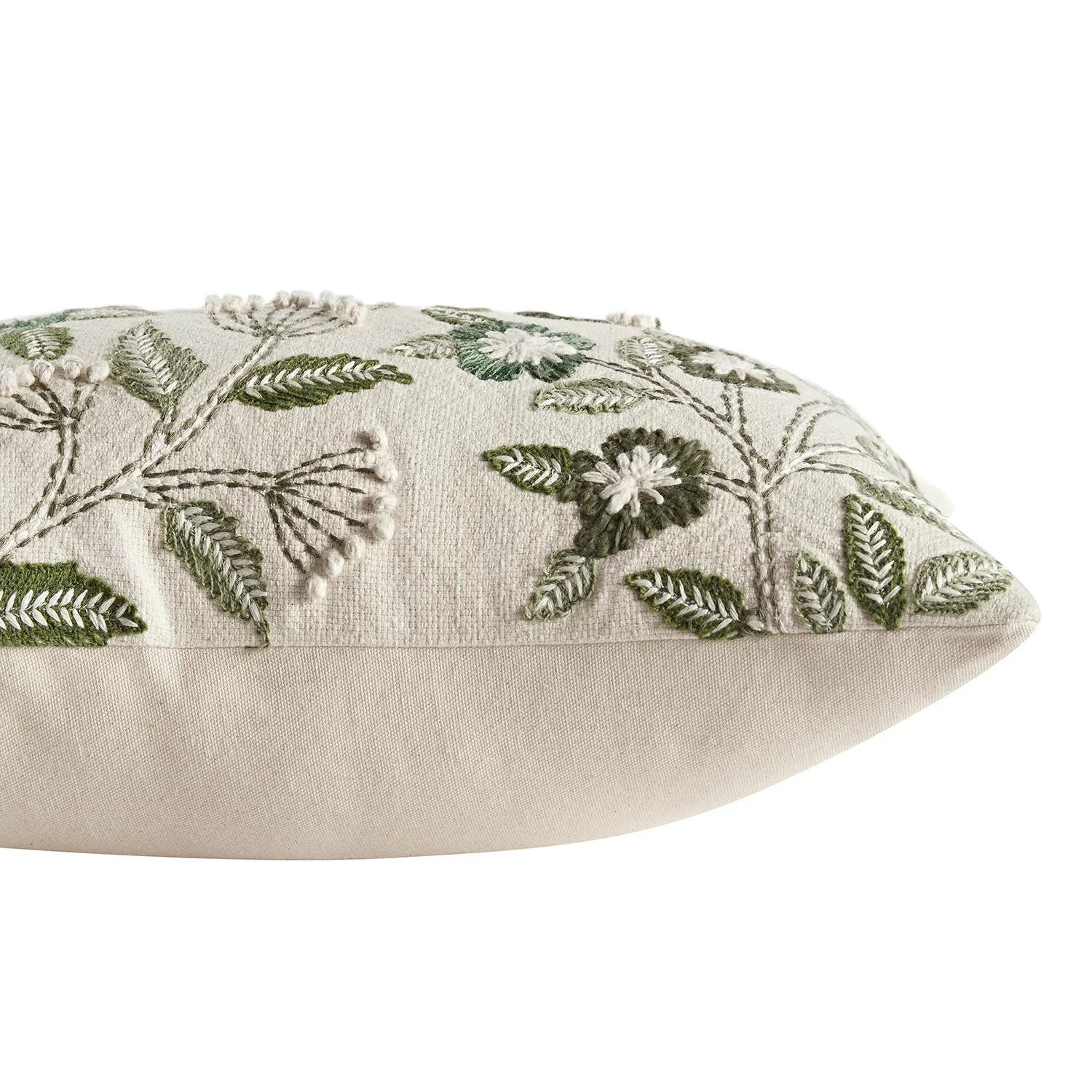 Willow Cream Meadowsweet Floral Embroidered Rectangular Cushion - Image 3