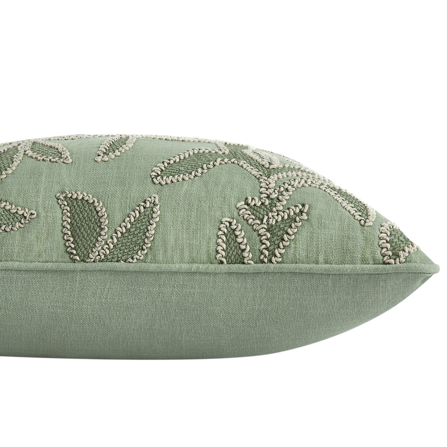 Willow Sage Green Botanic Haven Embroidered Rectangular Cushion - Image 2