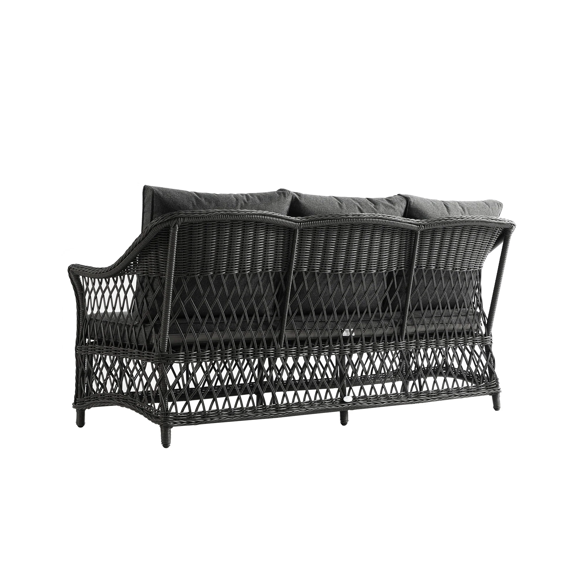 Willowbrook Lattice Weave Rattan 5-Seater Sofa Set with Rising Table, Dark Grey - Image 19