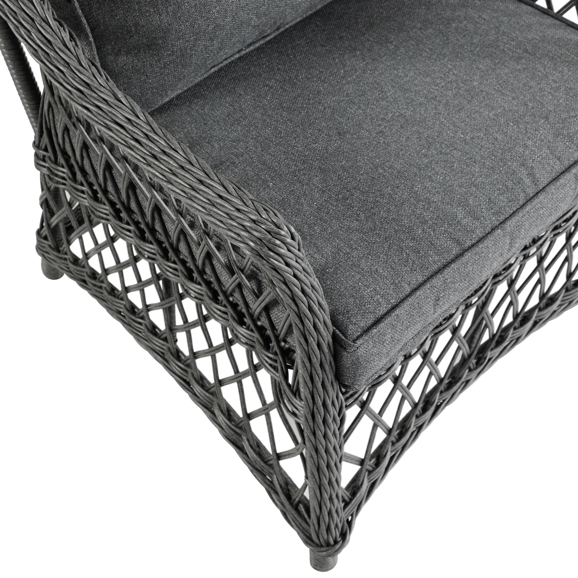 Willowbrook Lattice Weave Rattan 5-Seater Sofa Set with Rising Table, Dark Grey - Image 26
