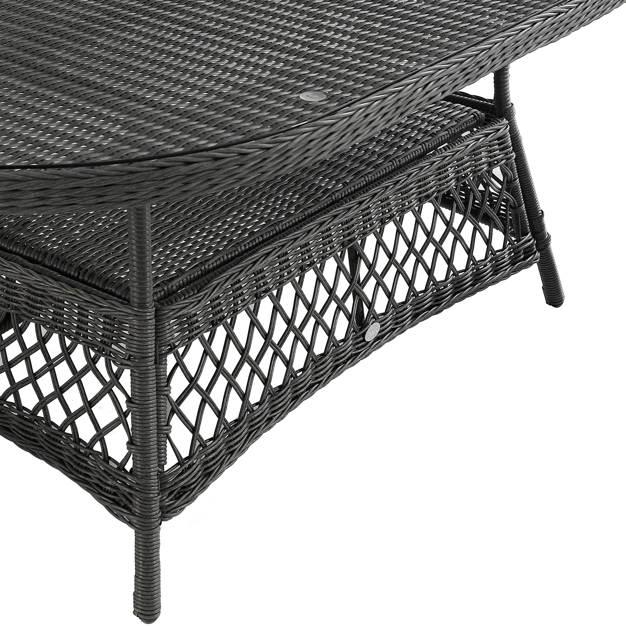 Willowbrook Lattice Weave Rattan 6-Seater Oval Dining Set, Dark Grey - Image 16