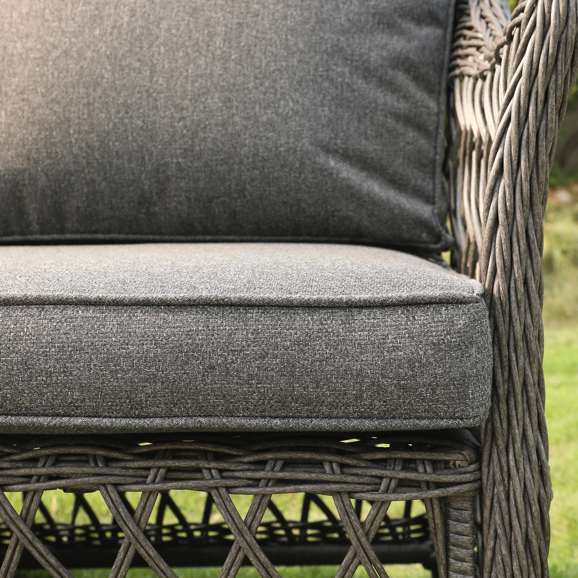 Willowbrook Lattice Weave Rattan 7-Seater Large Sofa Set, Dark Grey - Image 15