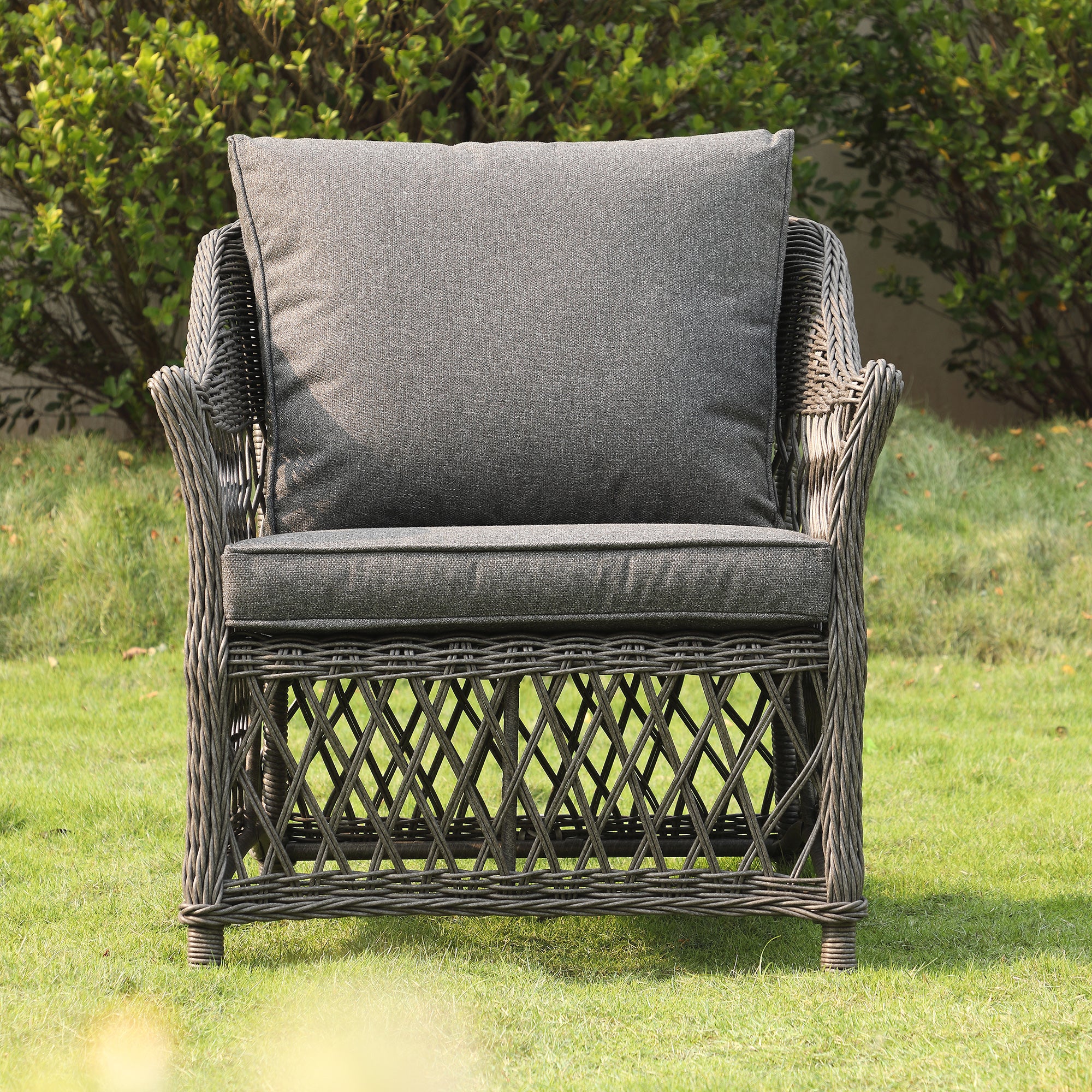 Willowbrook Lattice Weave Rattan 7-Seater Large Sofa Set, Dark Grey - Image 7