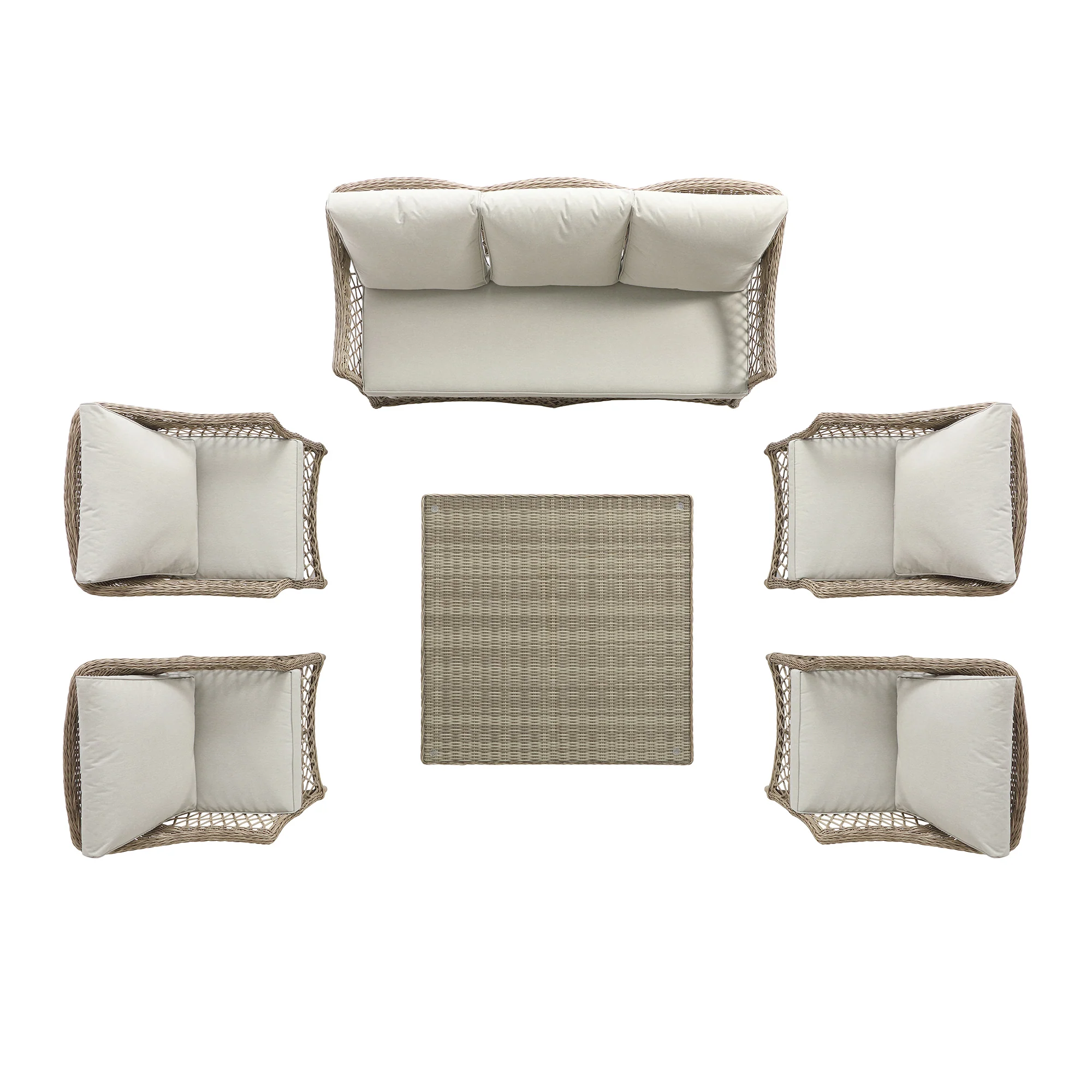 Willowbrook Lattice Weave Rattan 7-Seater Large Sofa Set, Natural - Image 5