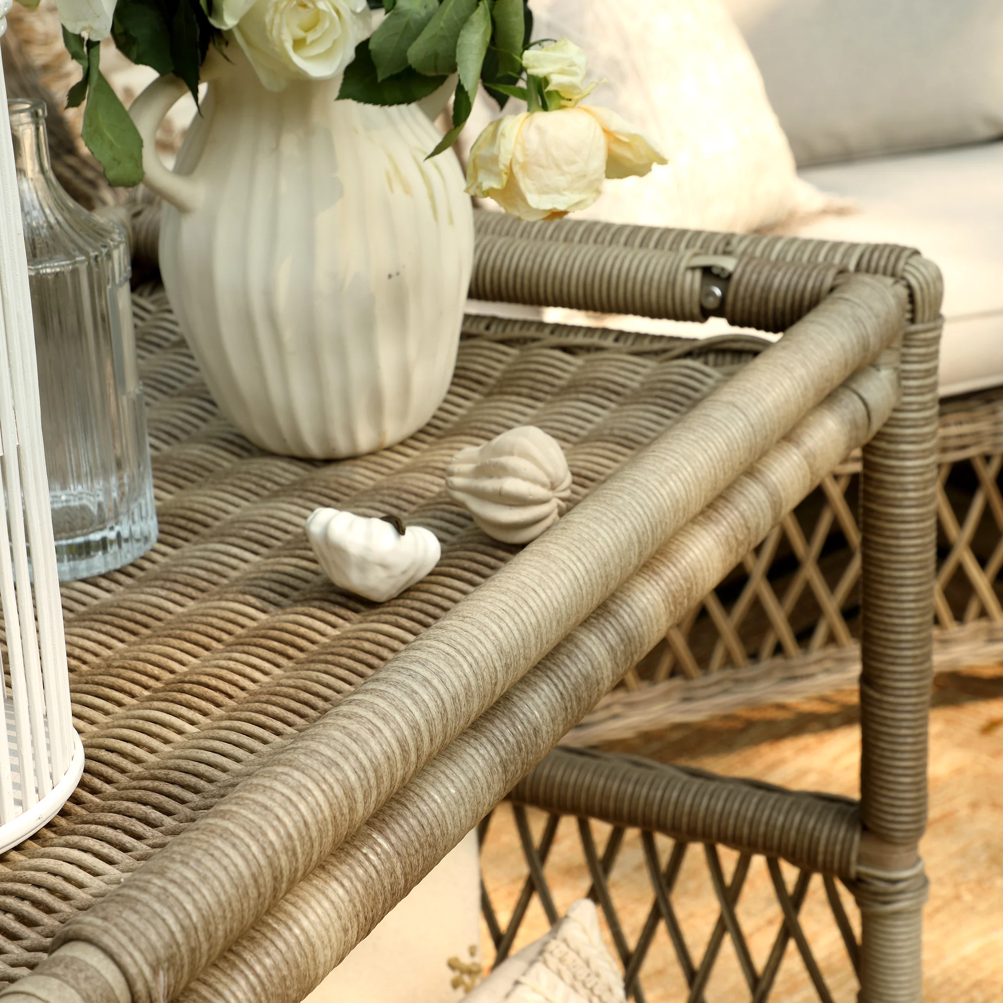 Willowbrook Lattice Weave Rattan Bar Cart, Natural - Image 5