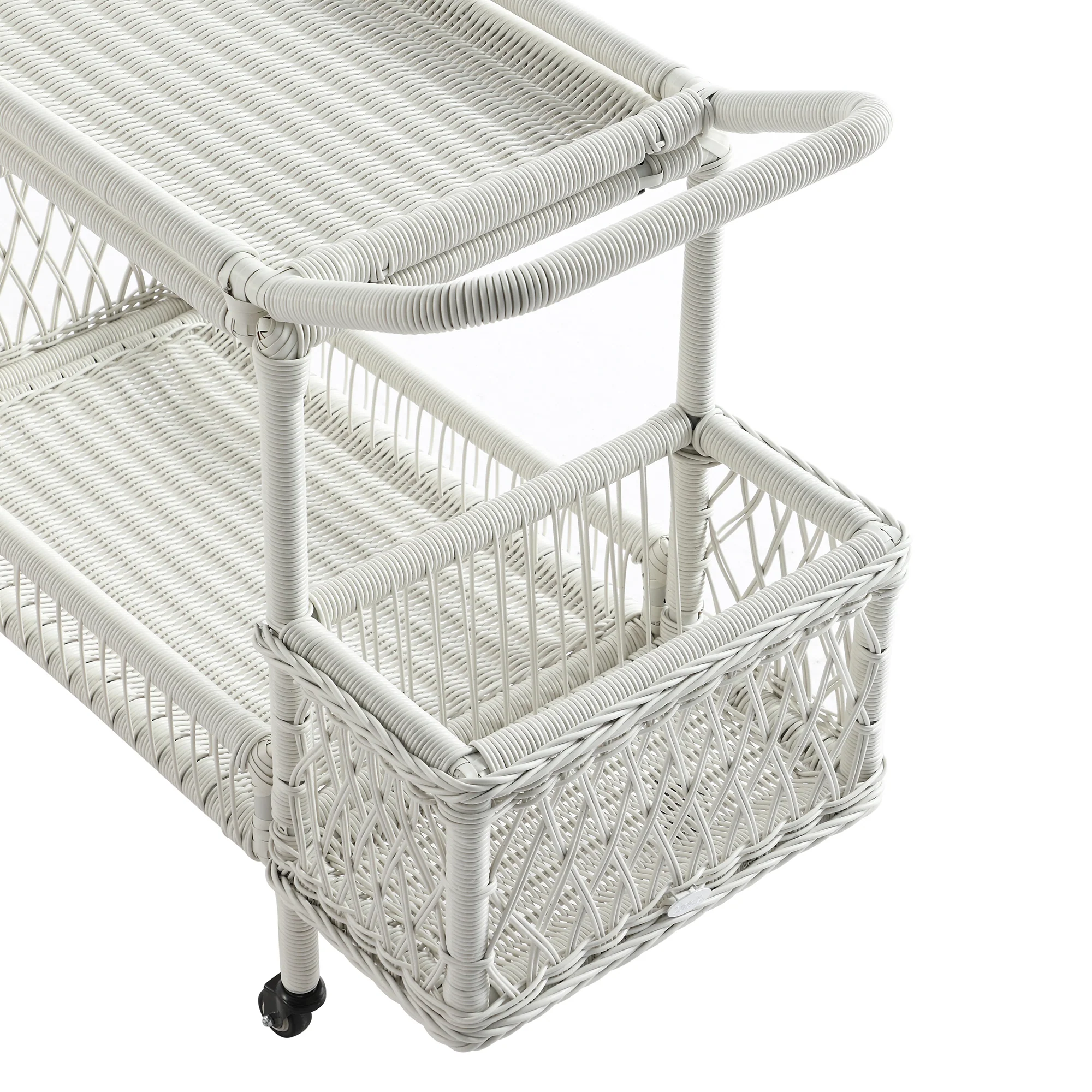 Willowbrook Lattice Weave Rattan Bar Cart, White - Image 15