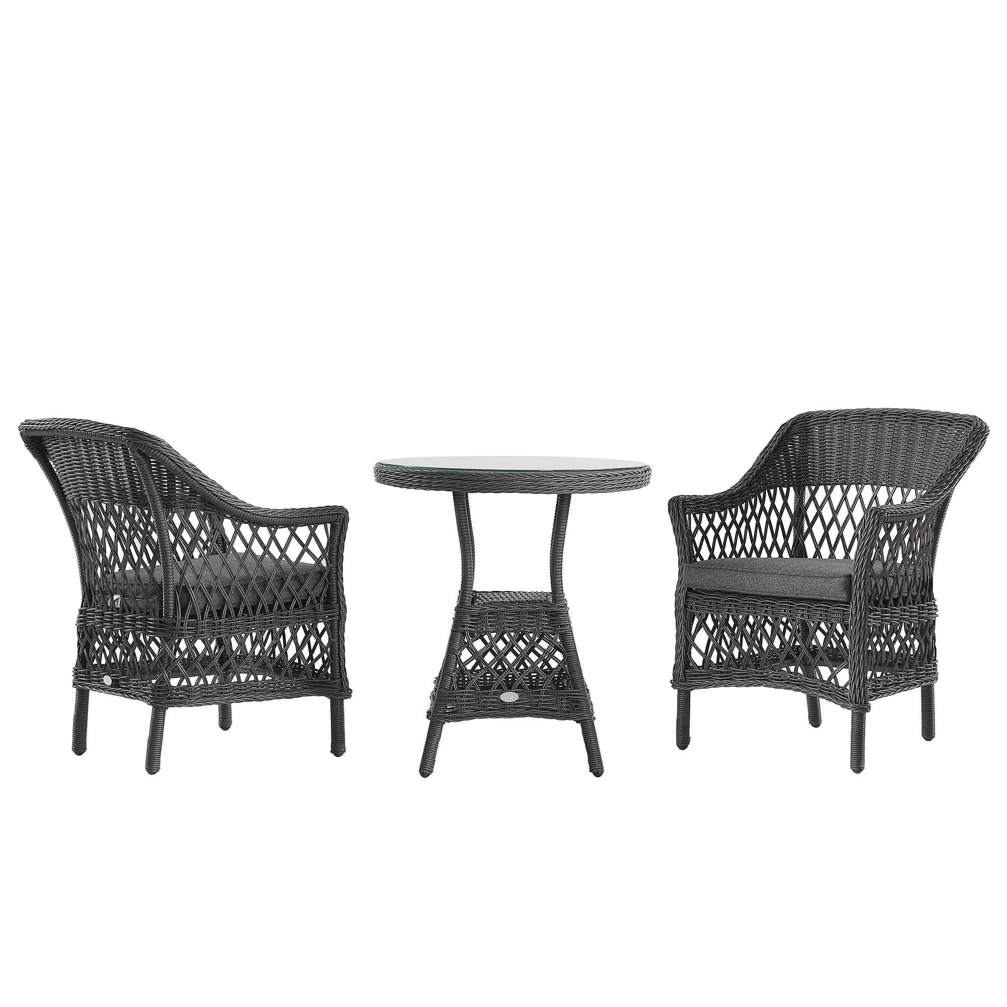 Willowbrook Lattice Weave Rattan Bistro Set, Dark Grey - Image 12