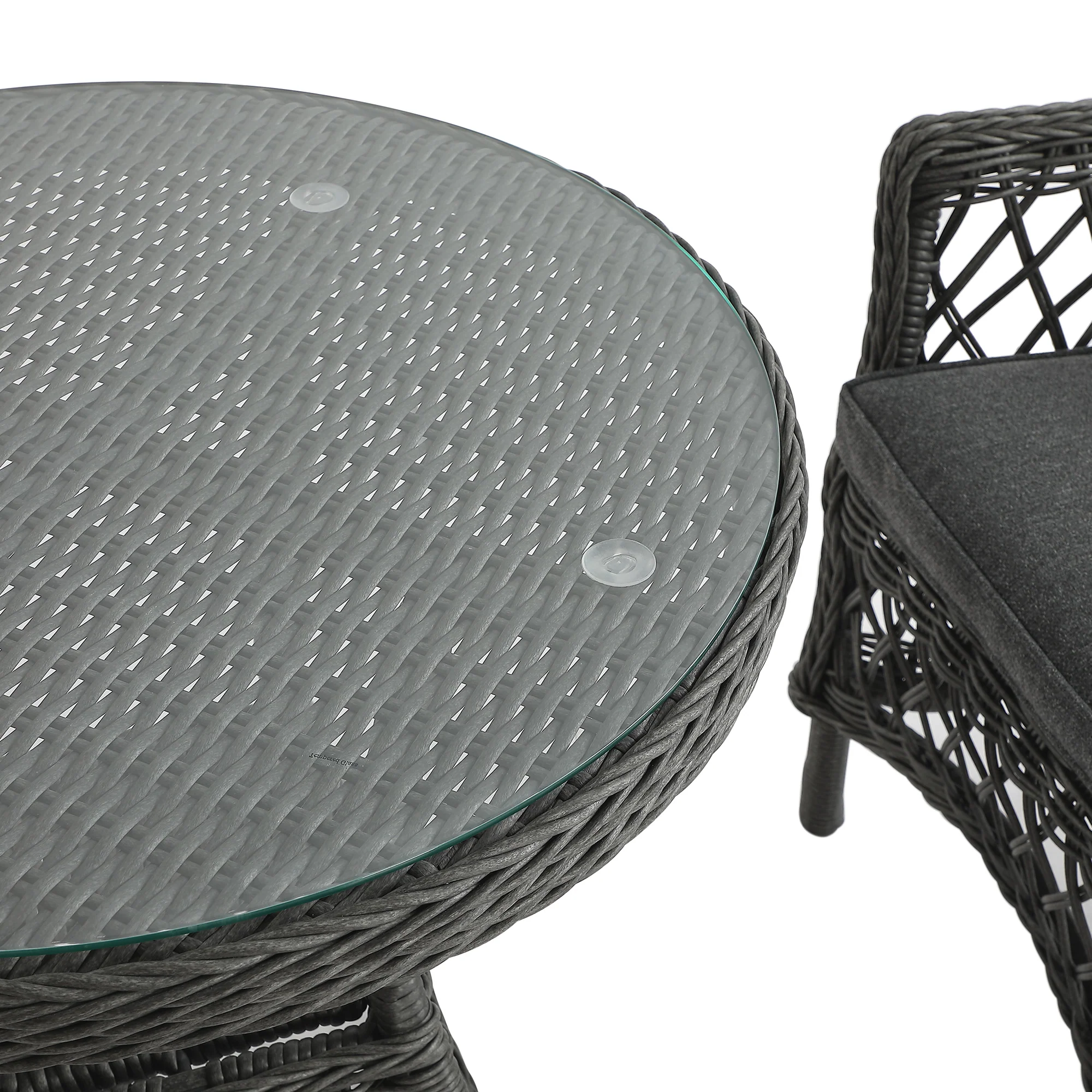 Willowbrook Lattice Weave Rattan Bistro Set, Dark Grey - Image 14