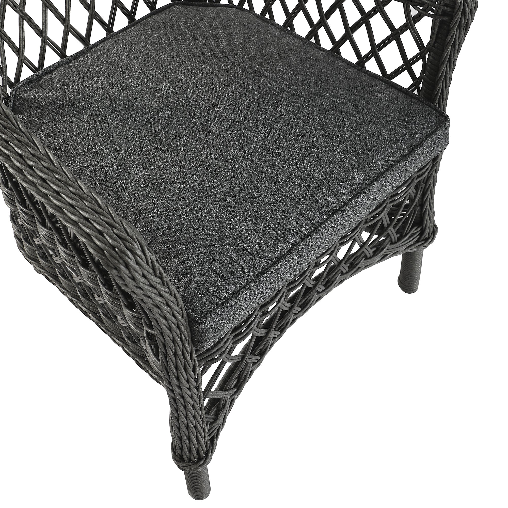 Willowbrook Lattice Weave Rattan Bistro Set, Dark Grey - Image 17