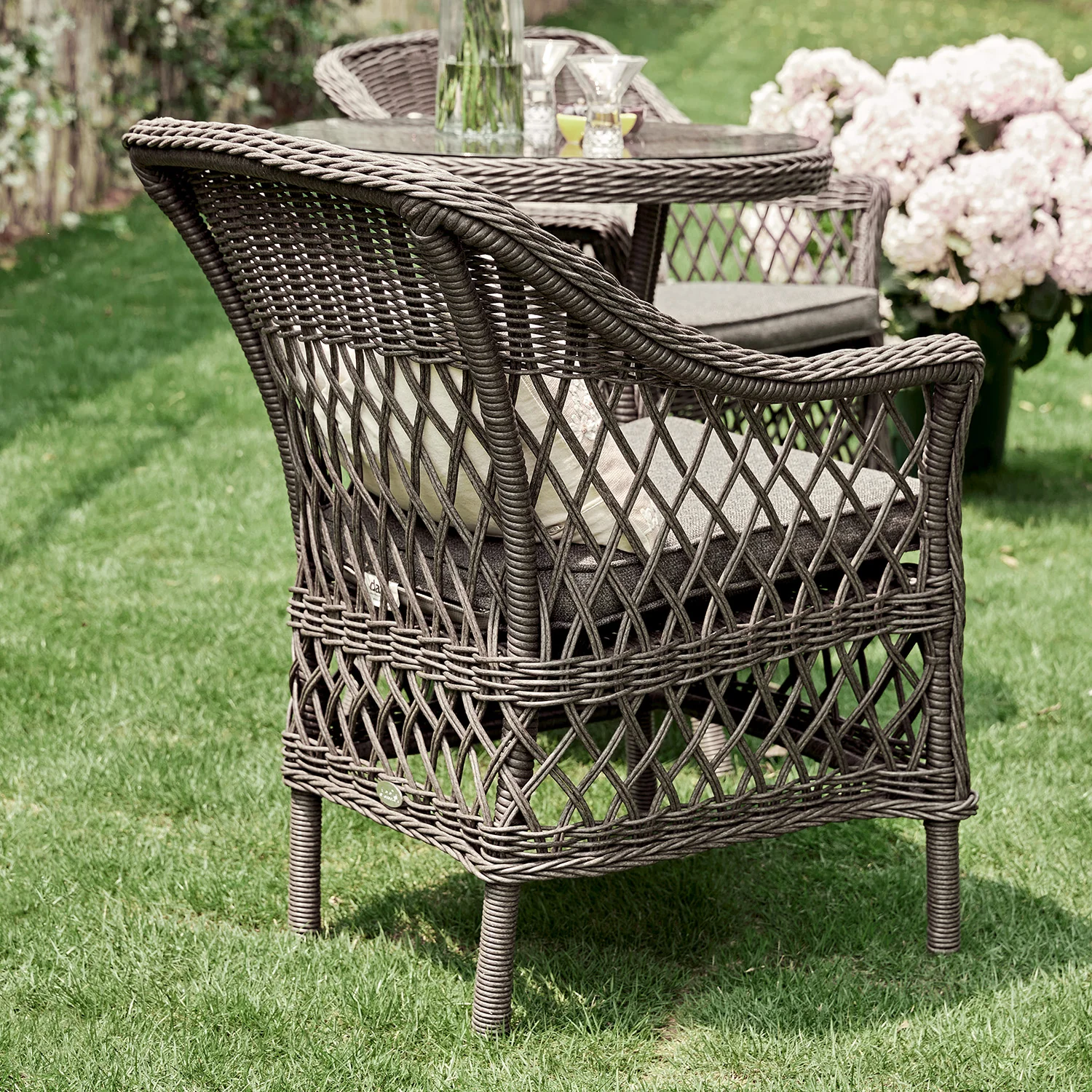 Willowbrook Lattice Weave Rattan Bistro Set, Dark Grey - Image 8