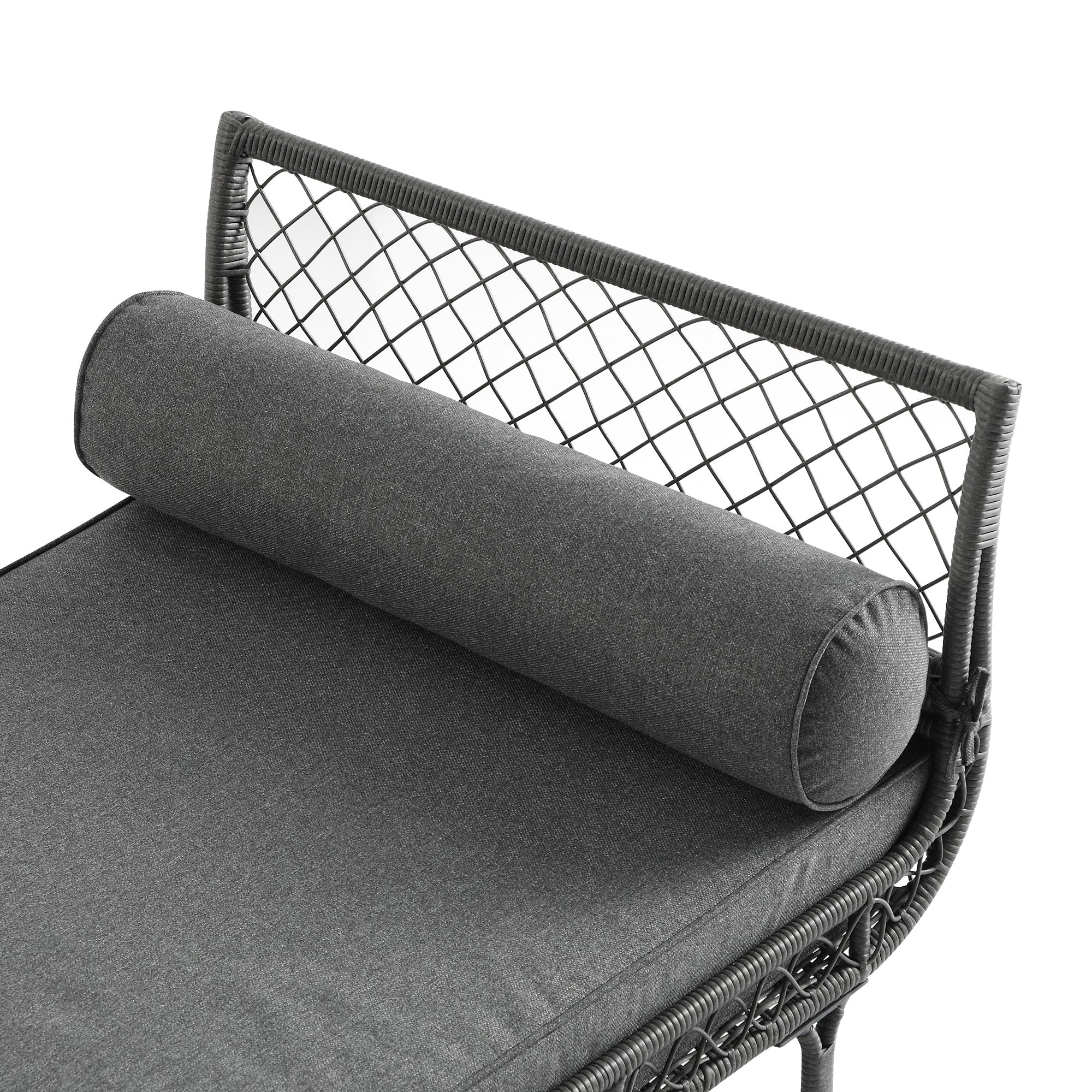Willowbrook Lattice Weave Rattan Daybed, Dark Grey - Image 13