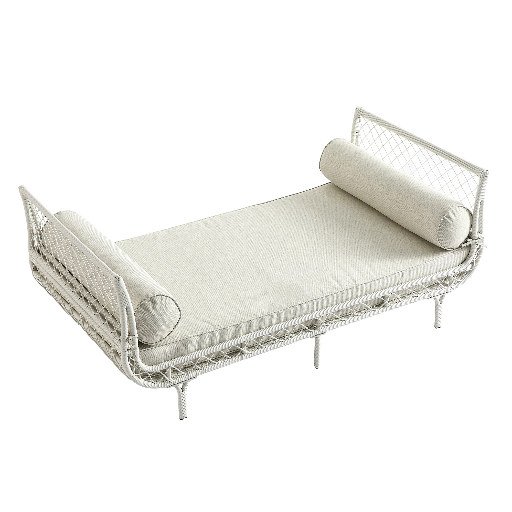 Willowbrook Lattice Weave Rattan Daybed, White - Image 13