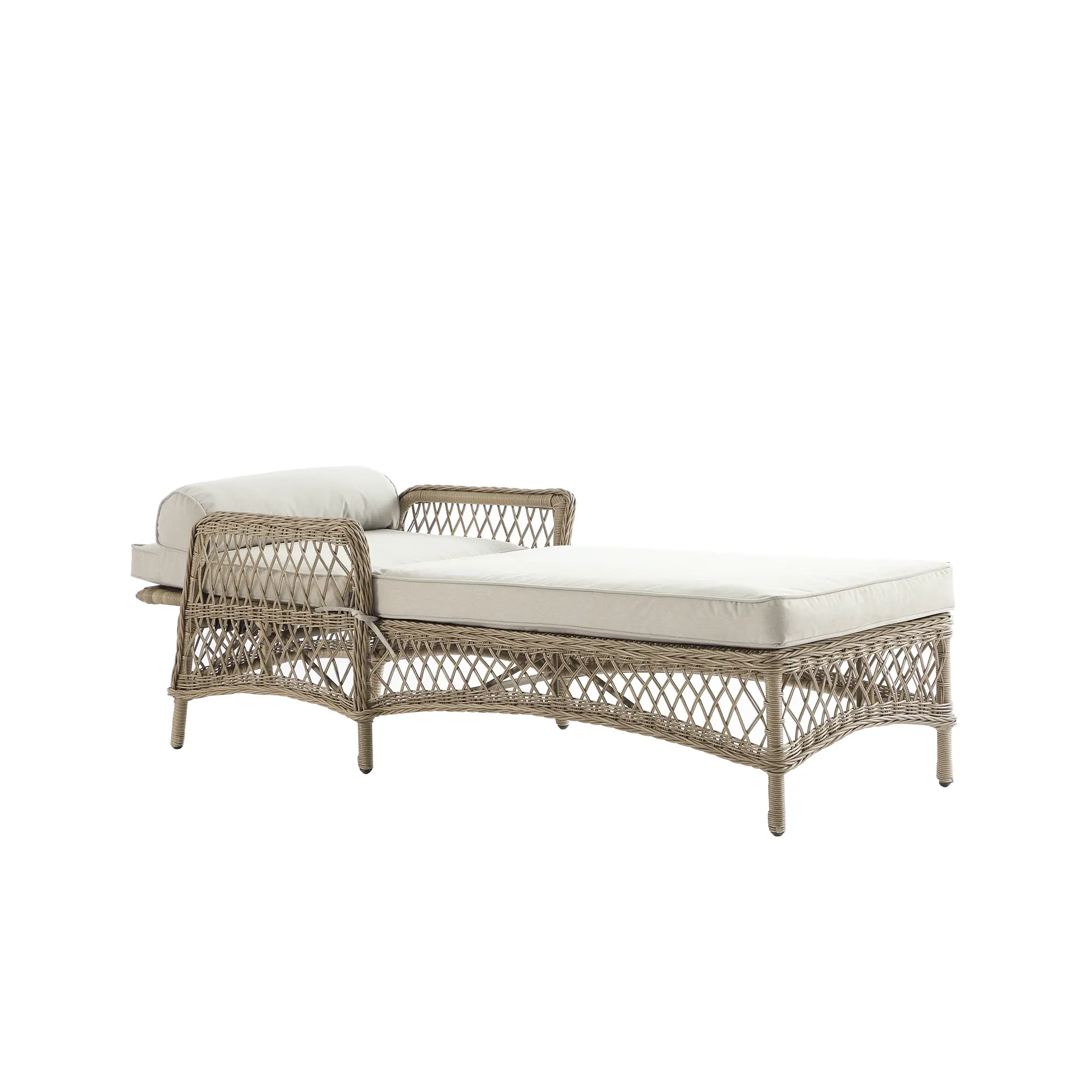 Willowbrook Lattice Weave Rattan Sun Lounger, Natural - Image 10