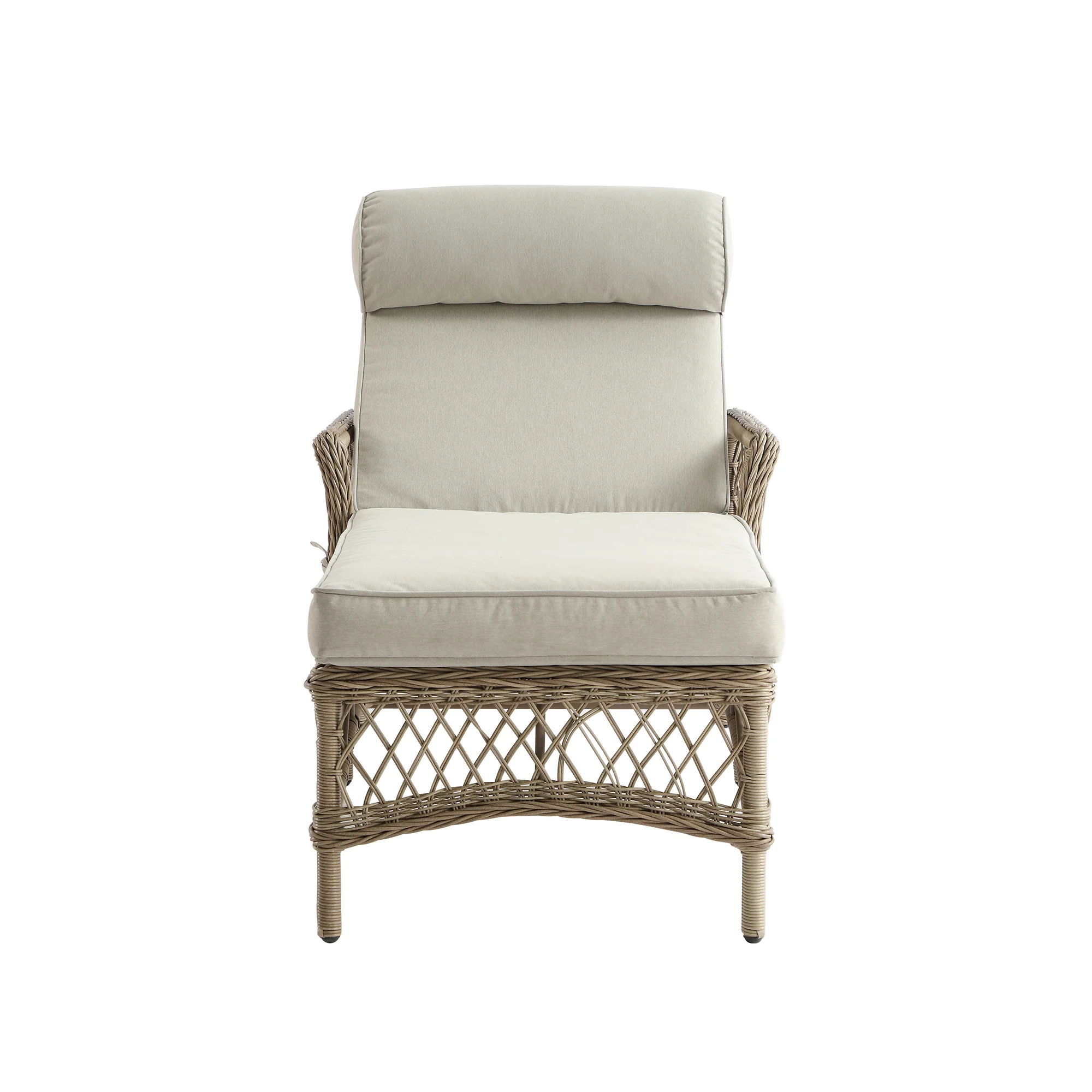Willowbrook Lattice Weave Rattan Sun Lounger, Natural - Image 13