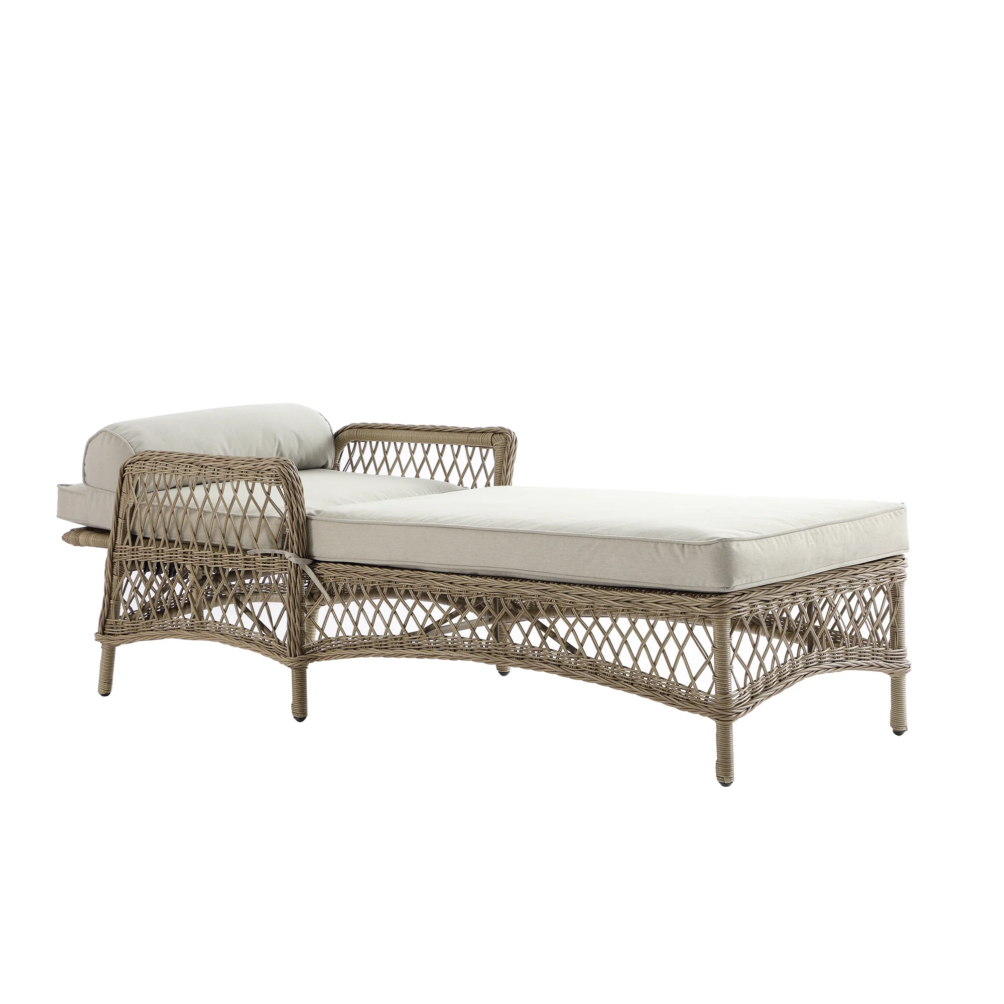 Willowbrook Lattice Weave Rattan Sun Lounger, Natural - Image 14