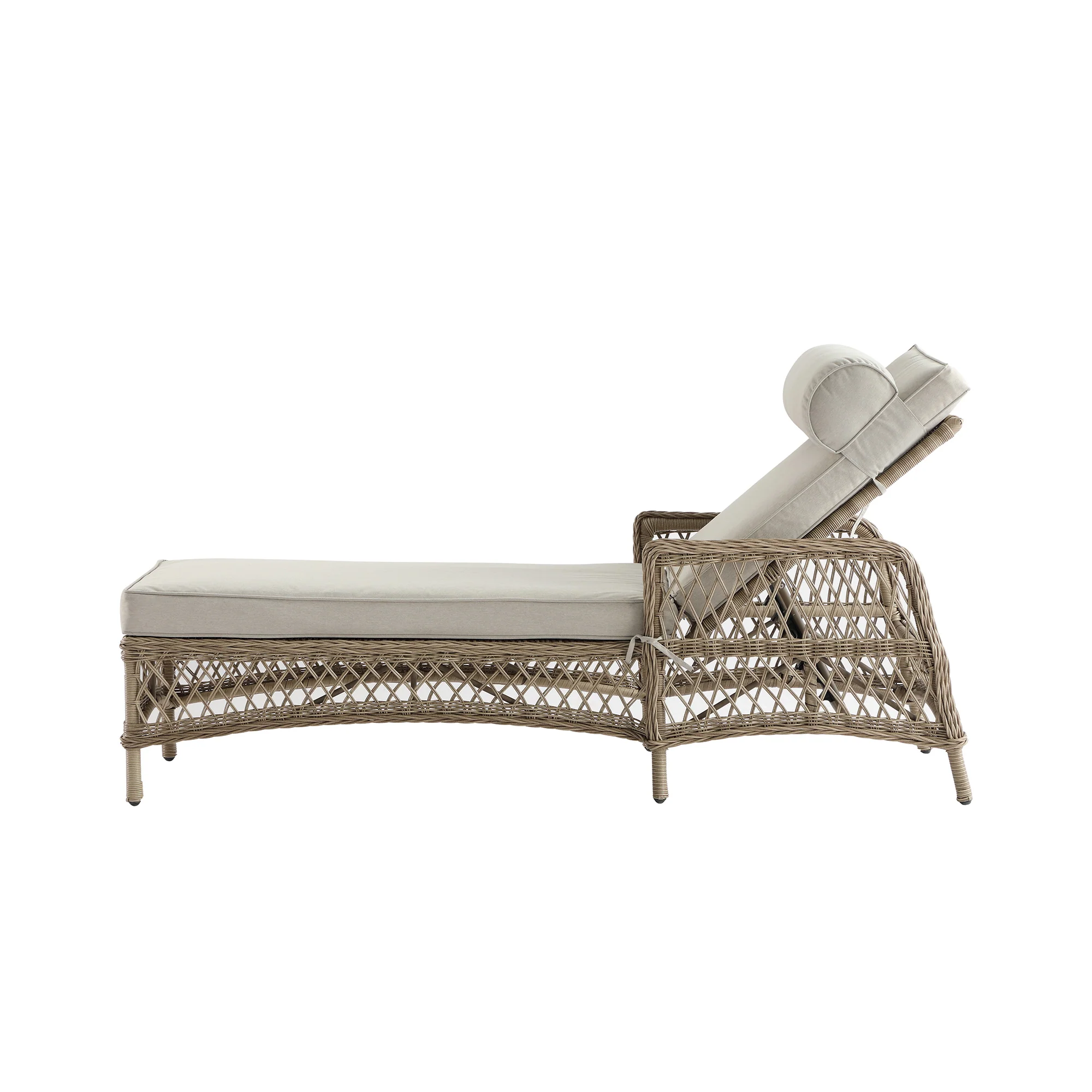 Willowbrook Lattice Weave Rattan Sun Lounger, Natural - Image 15