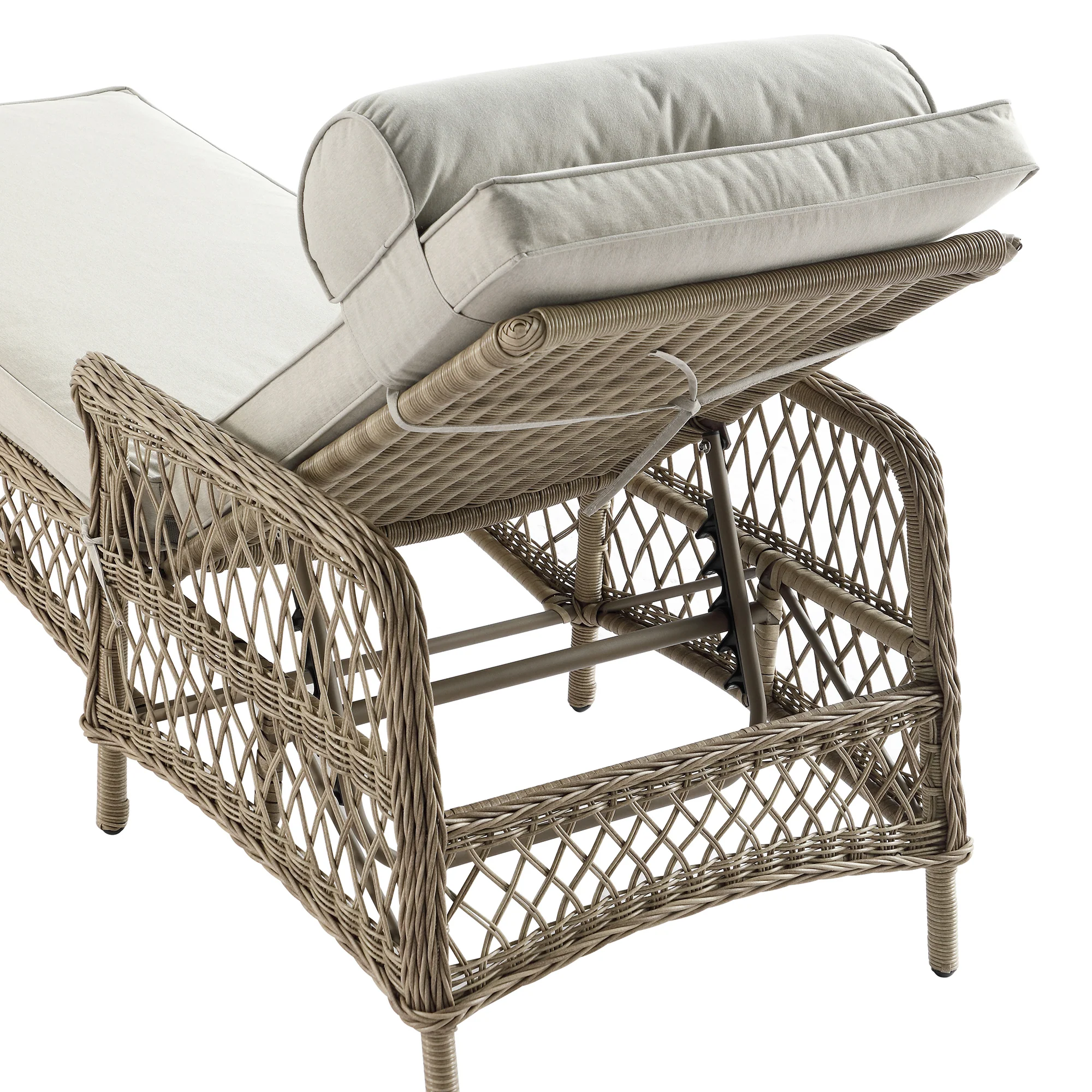 Willowbrook Lattice Weave Rattan Sun Lounger, Natural - Image 17