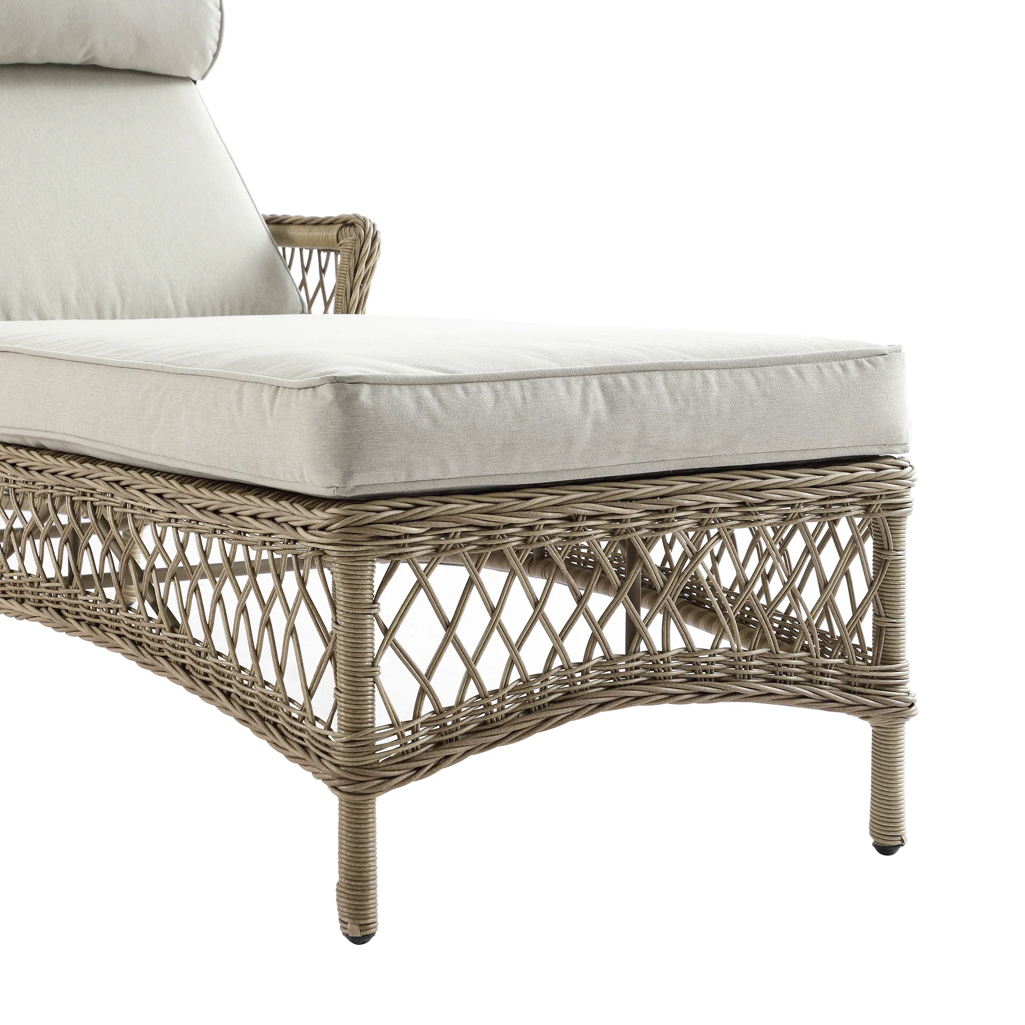 Willowbrook Lattice Weave Rattan Sun Lounger, Natural - Image 18