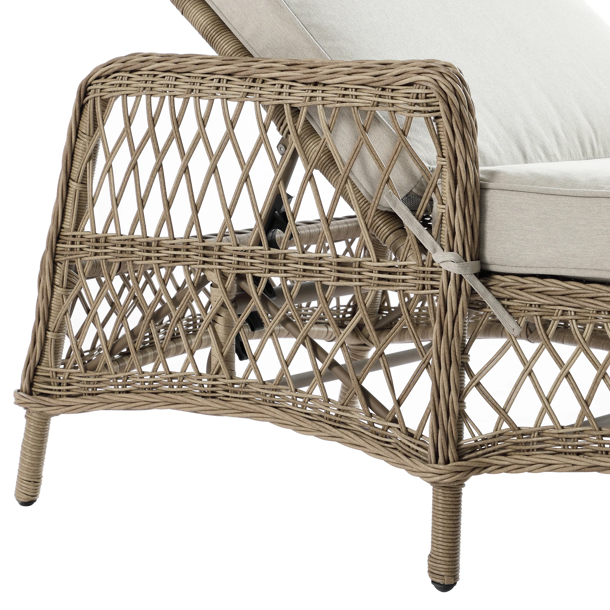 Willowbrook Lattice Weave Rattan Sun Lounger, Natural - Image 19
