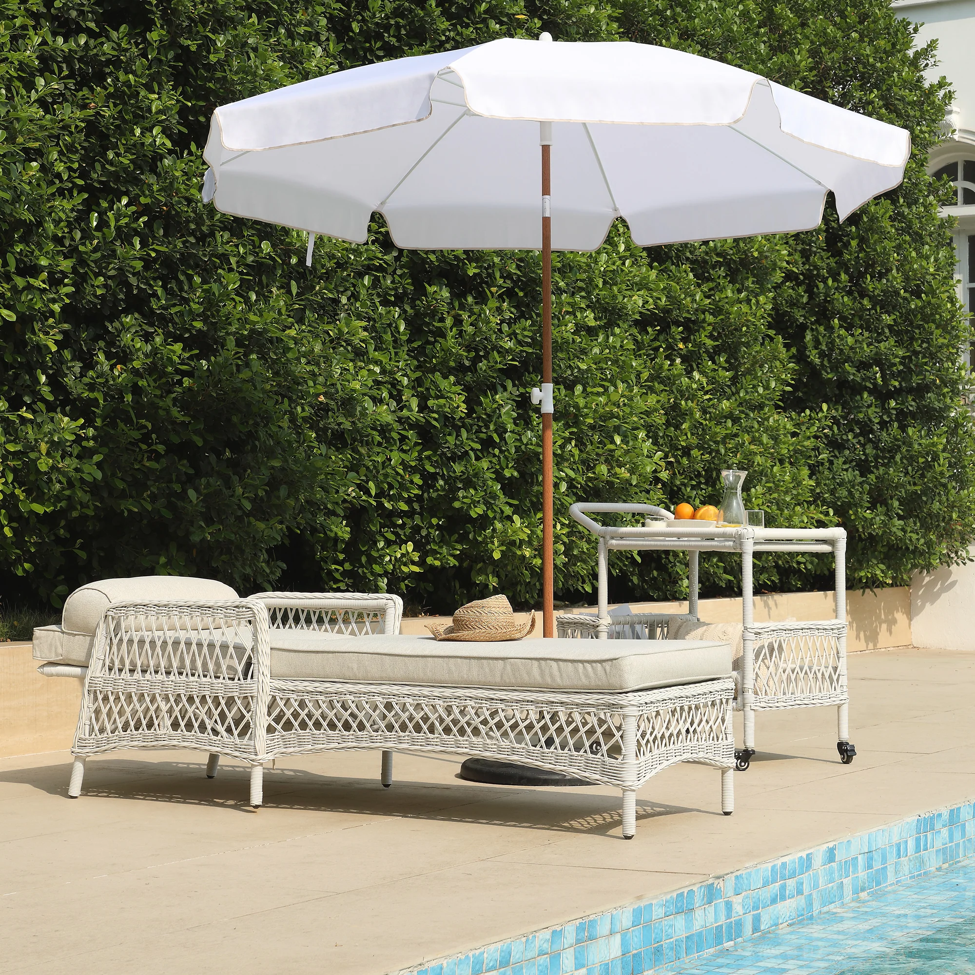 Willowbrook Lattice Weave Rattan Sun Lounger, White - Image 2