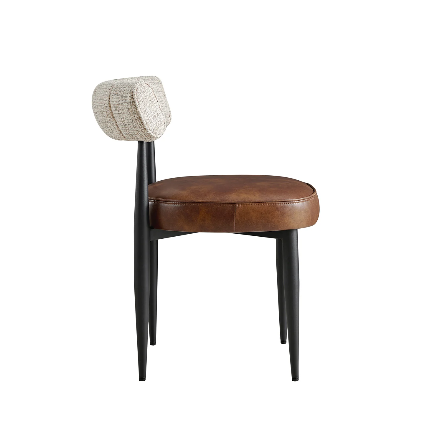 Wilna Set of 2 Dining Chairs, Beige Woven | Vintage Brown Faux Leather - Image 11