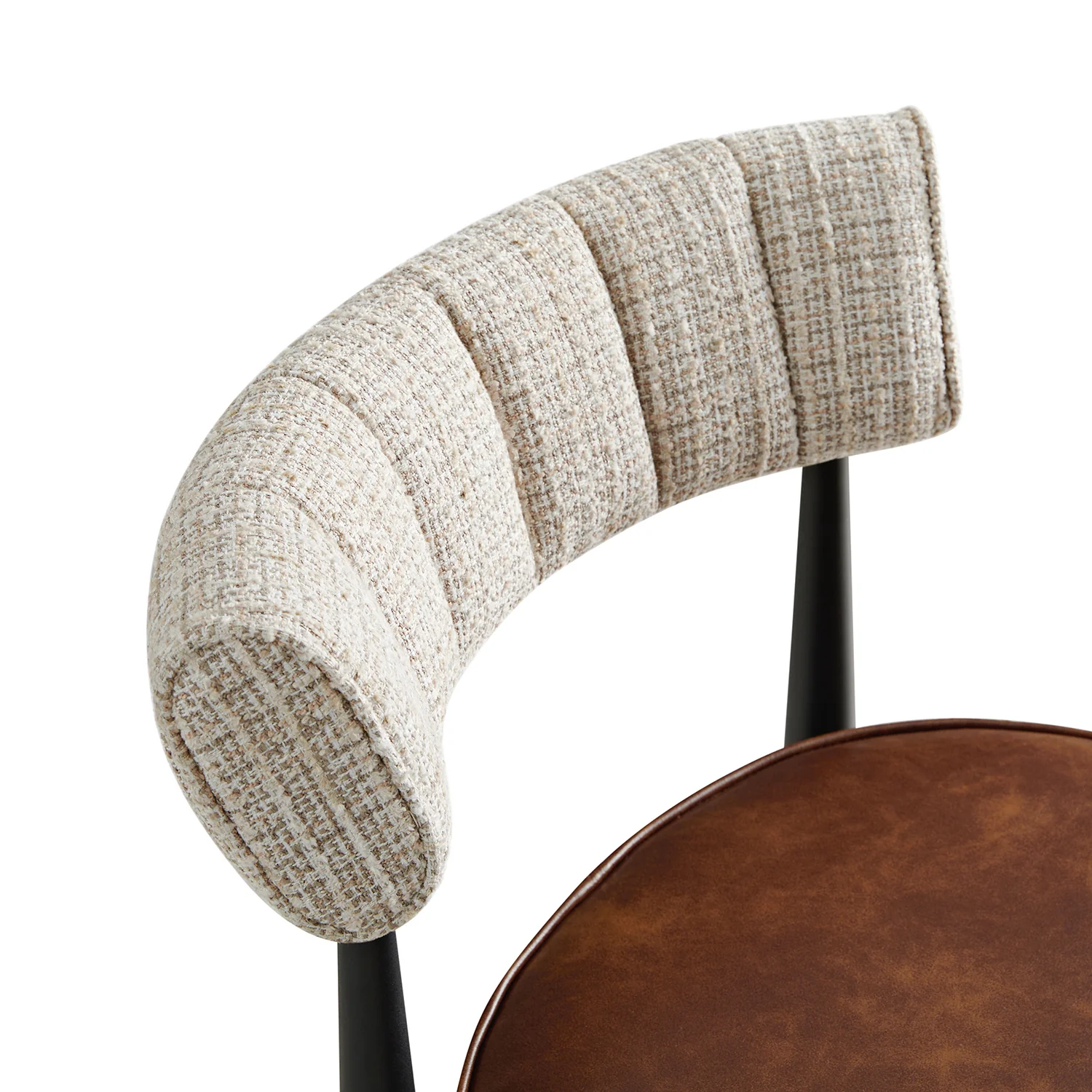 Wilna Set of 2 Dining Chairs, Beige Woven | Vintage Brown Faux Leather - Image 14