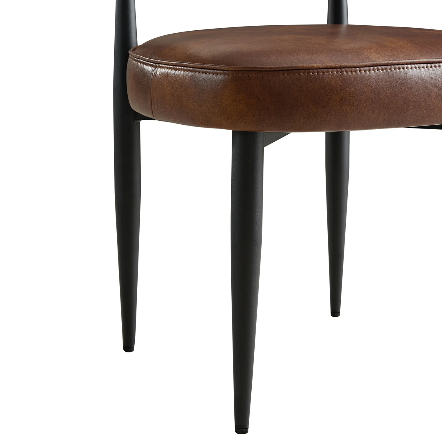 Wilna Set of 2 Dining Chairs, Beige Woven | Vintage Brown Faux Leather - Image 17