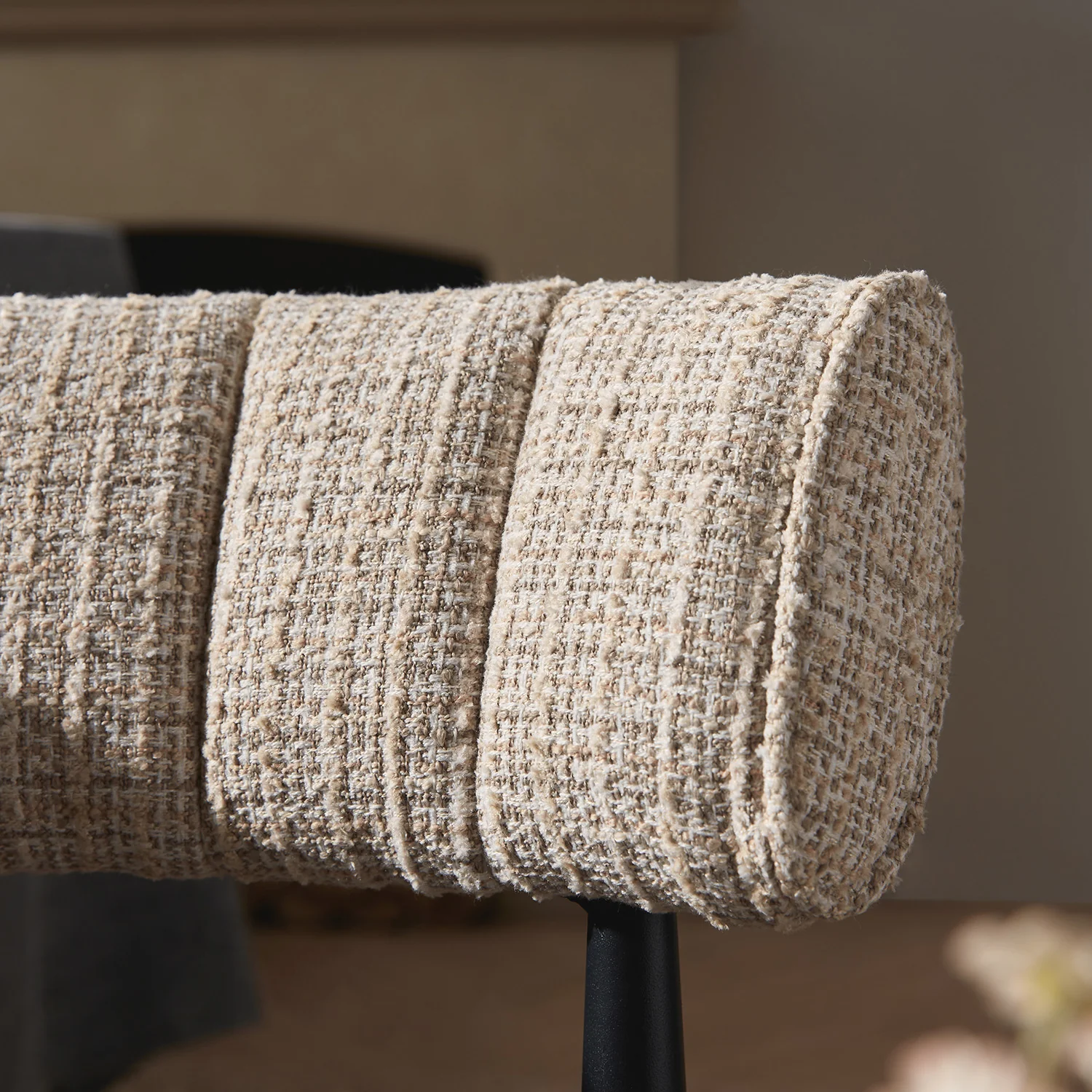 Wilna Set of 2 Dining Chairs, Beige Woven | Vintage Brown Faux Leather - Image 5
