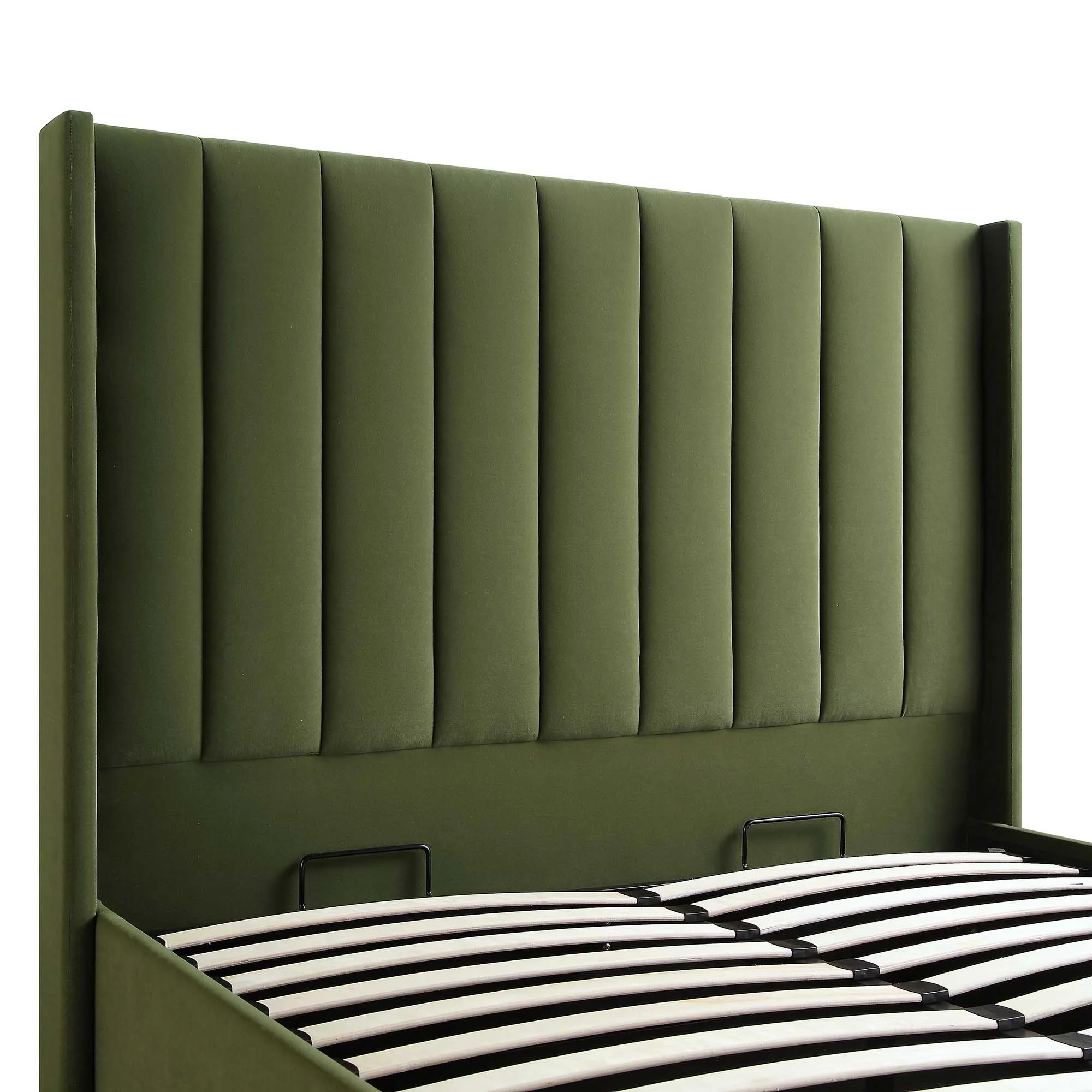 Wilton Moss Green Velvet Ottoman Storage Bed - Image 12