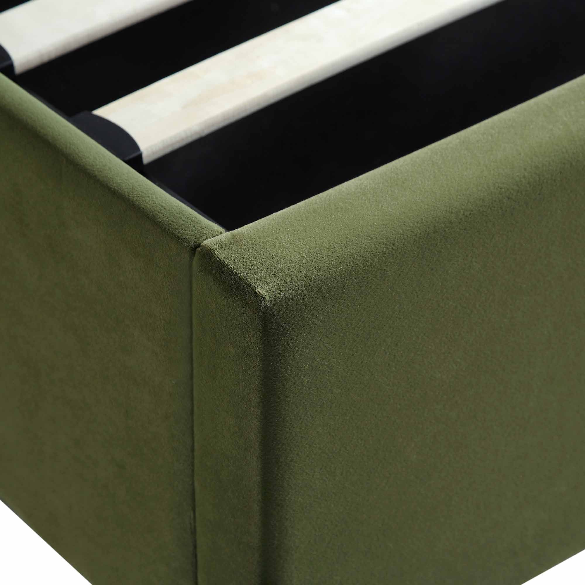 Wilton Moss Green Velvet Ottoman Storage Bed - Image 15
