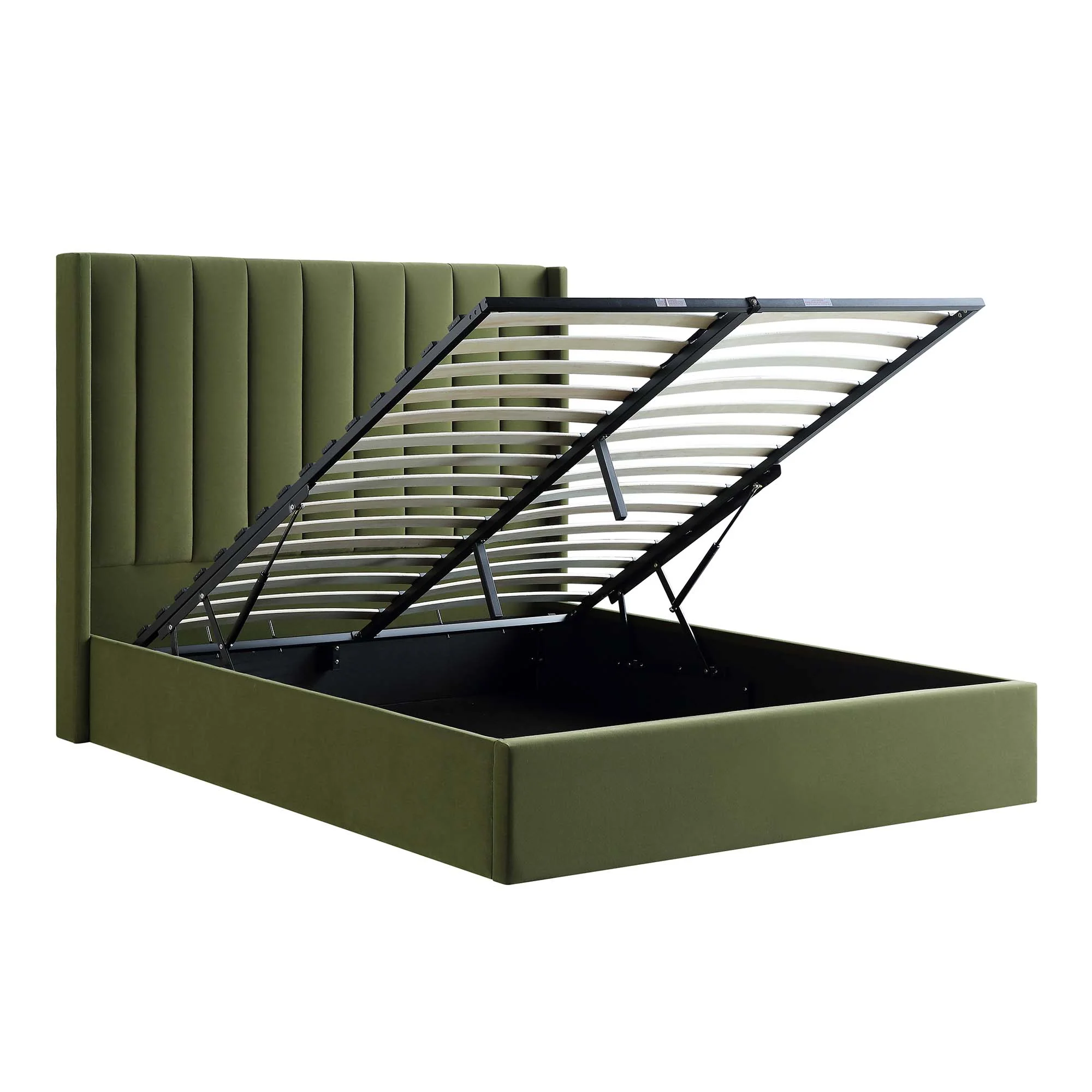 Wilton Moss Green Velvet Ottoman Storage Bed - Image 8