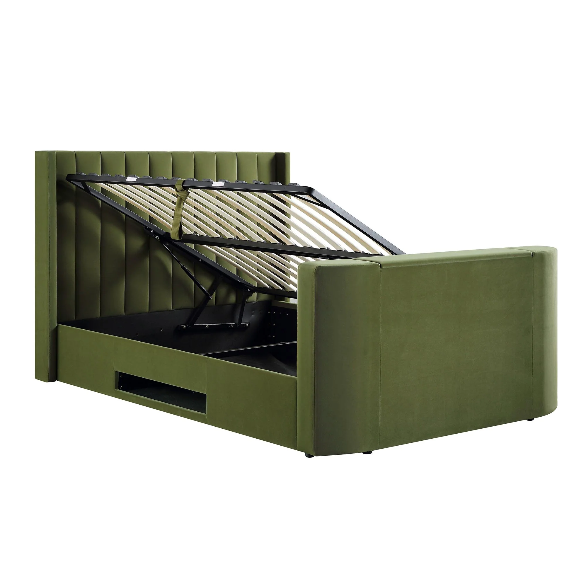Wilton Moss Green Velvet Ottoman TV Bed - Image 10