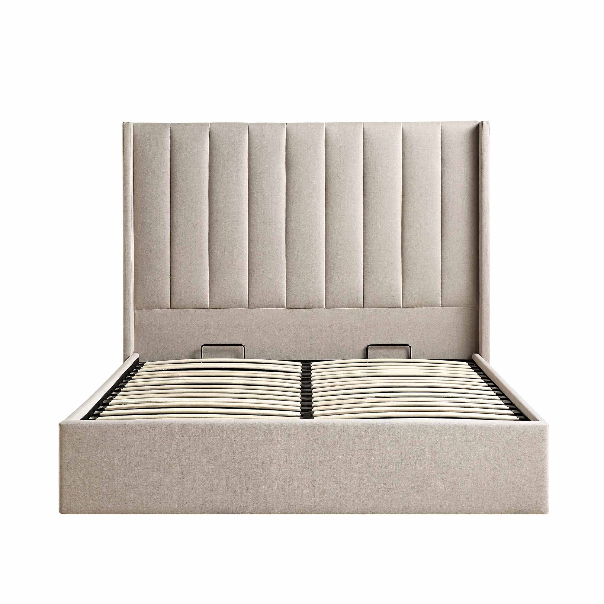 Wilton Warm Stone Fabric Ottoman Storage Bed - Image 5