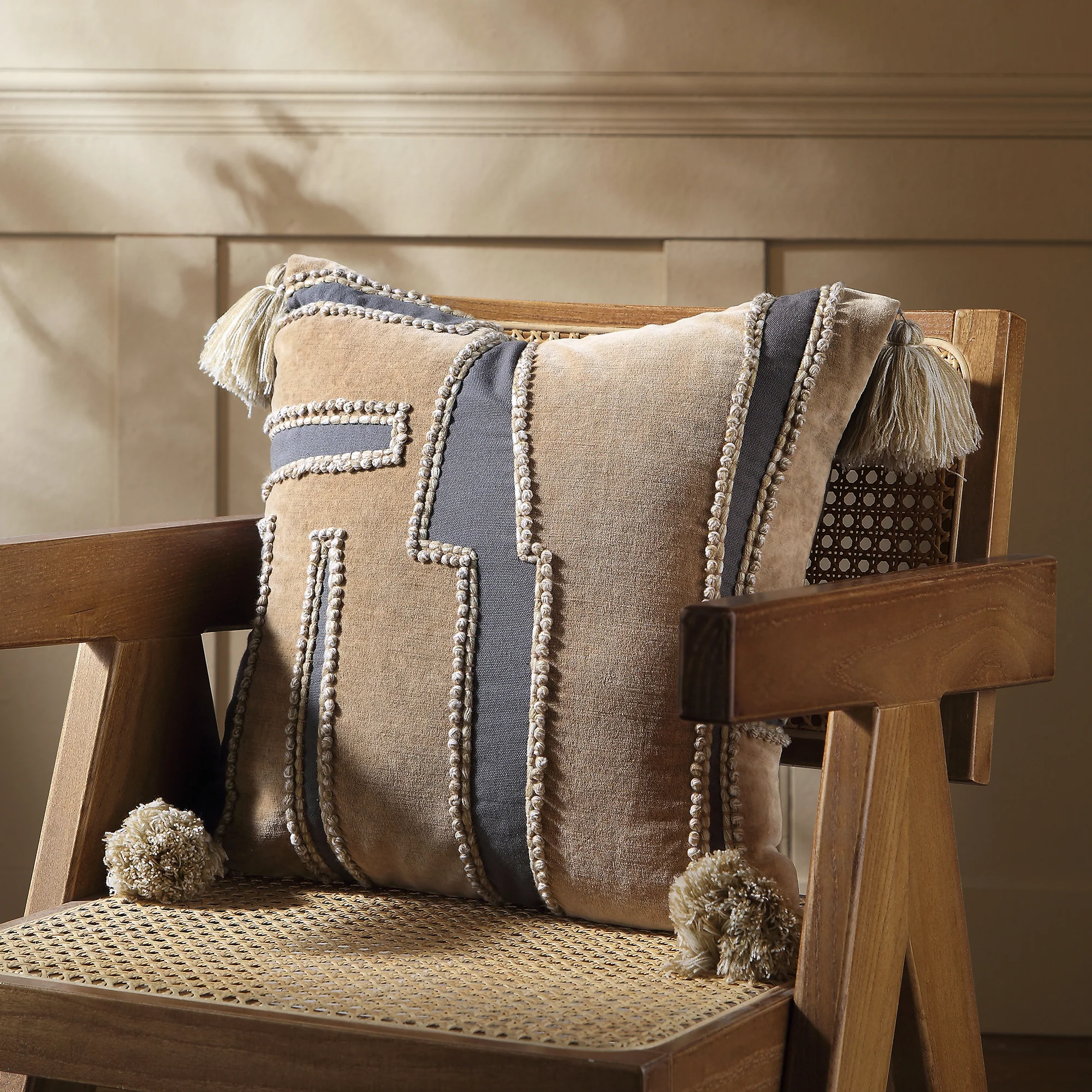 Wylder Collection Enzyme Washed Patchwork Cushion - Image 2