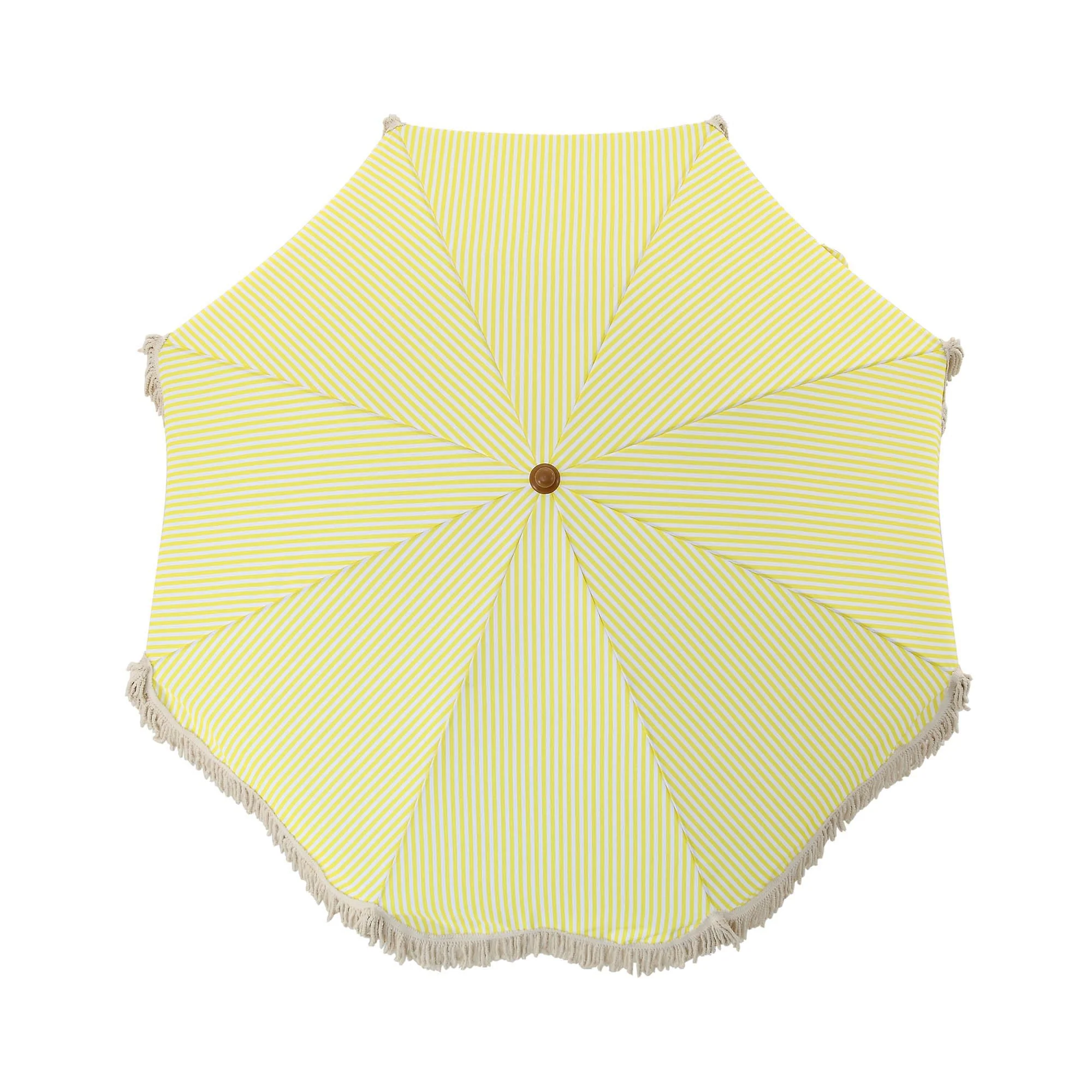 Gabriel Yellow and White Striped Fringed Parasol with Tilt - Image 7